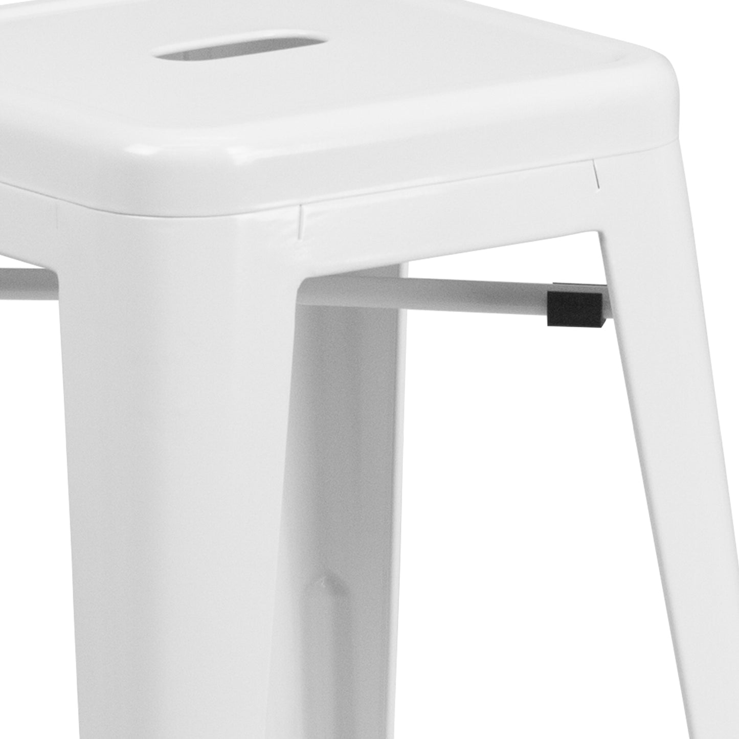 24" White No Back Metal Stool CH-31320-24-WH-GG