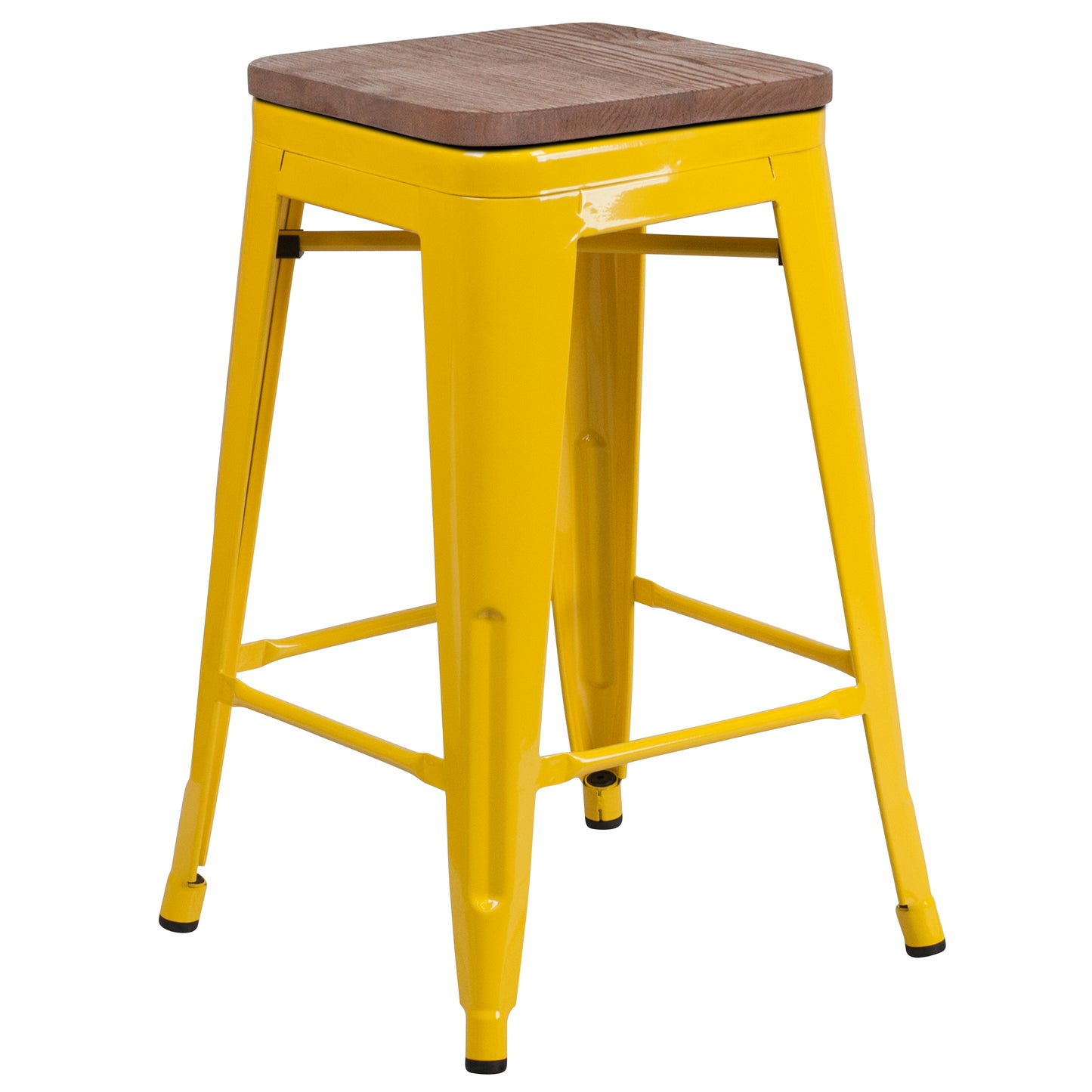 24" Yellow Metal Counter Stool CH-31320-24-YL-WD-GG