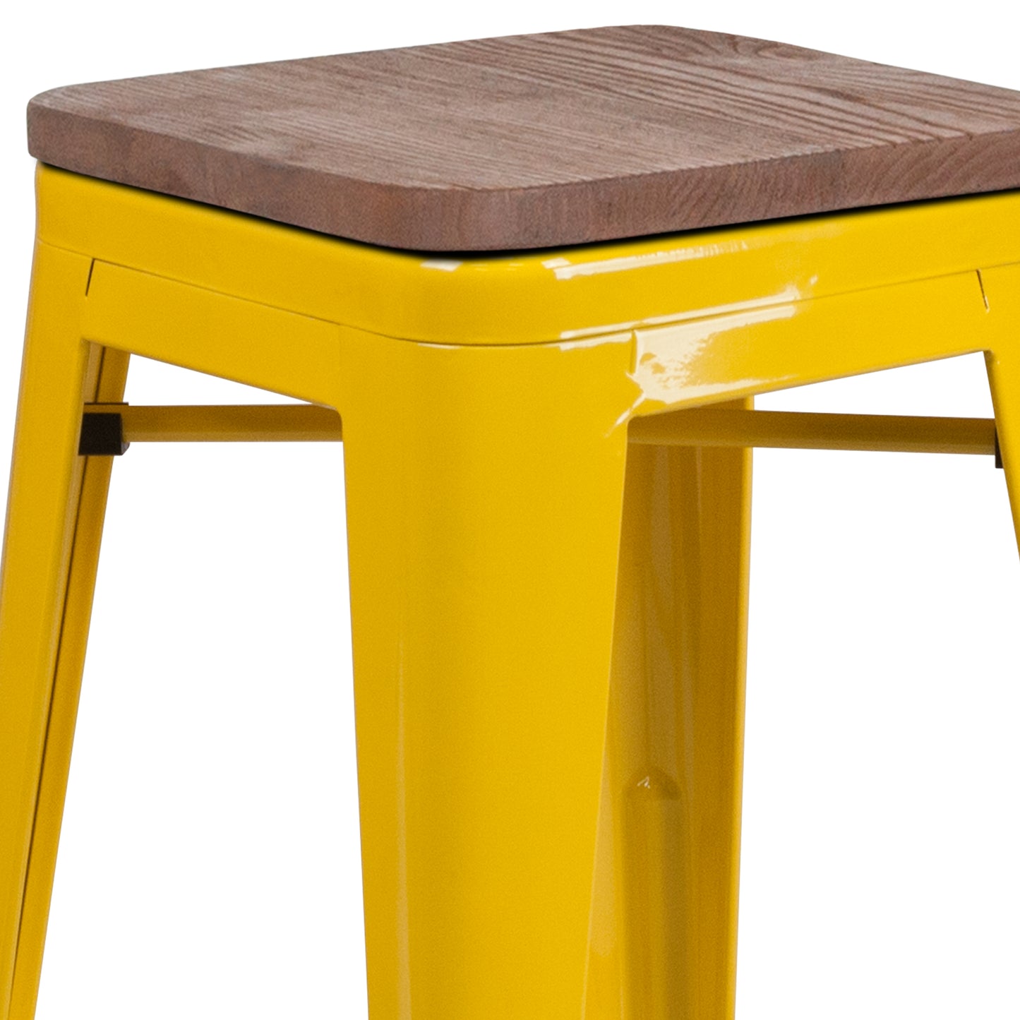 24" Yellow Metal Counter Stool CH-31320-24-YL-WD-GG