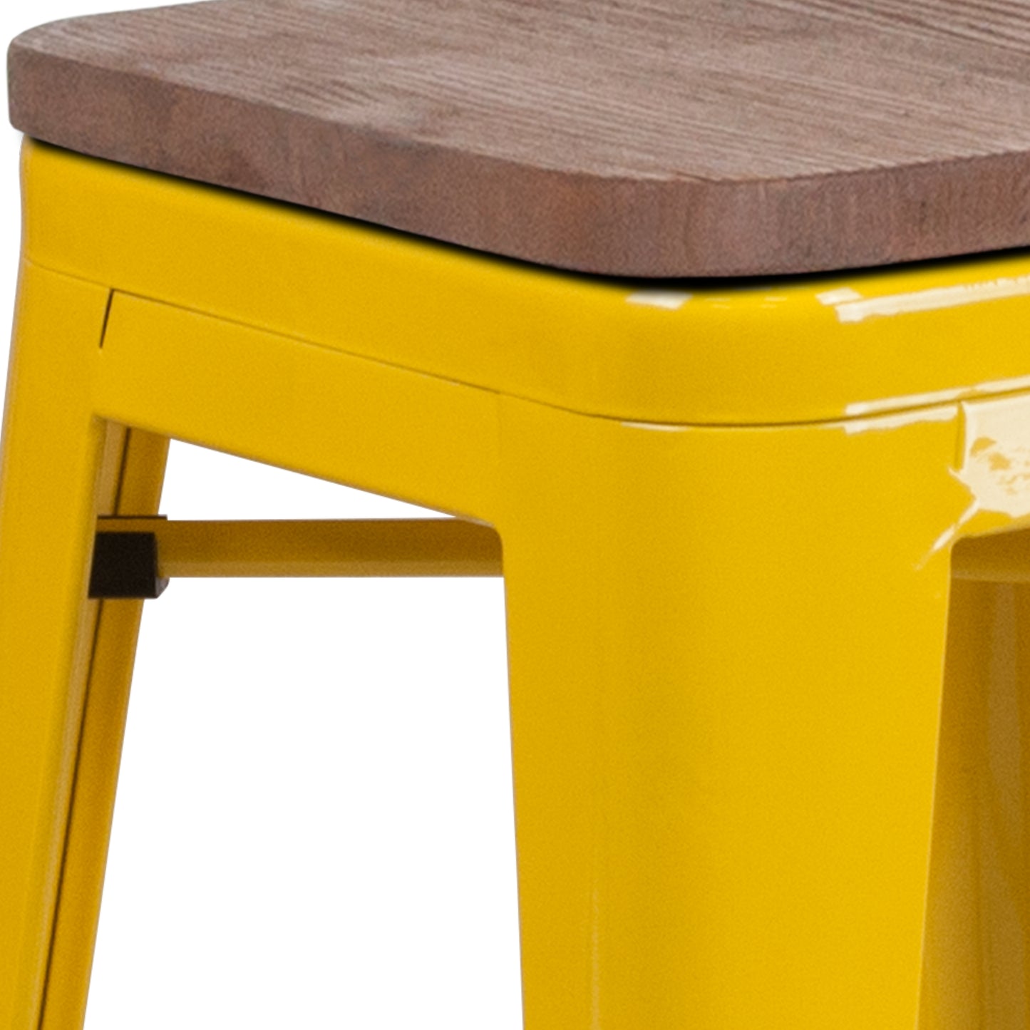 24" Yellow Metal Counter Stool CH-31320-24-YL-WD-GG