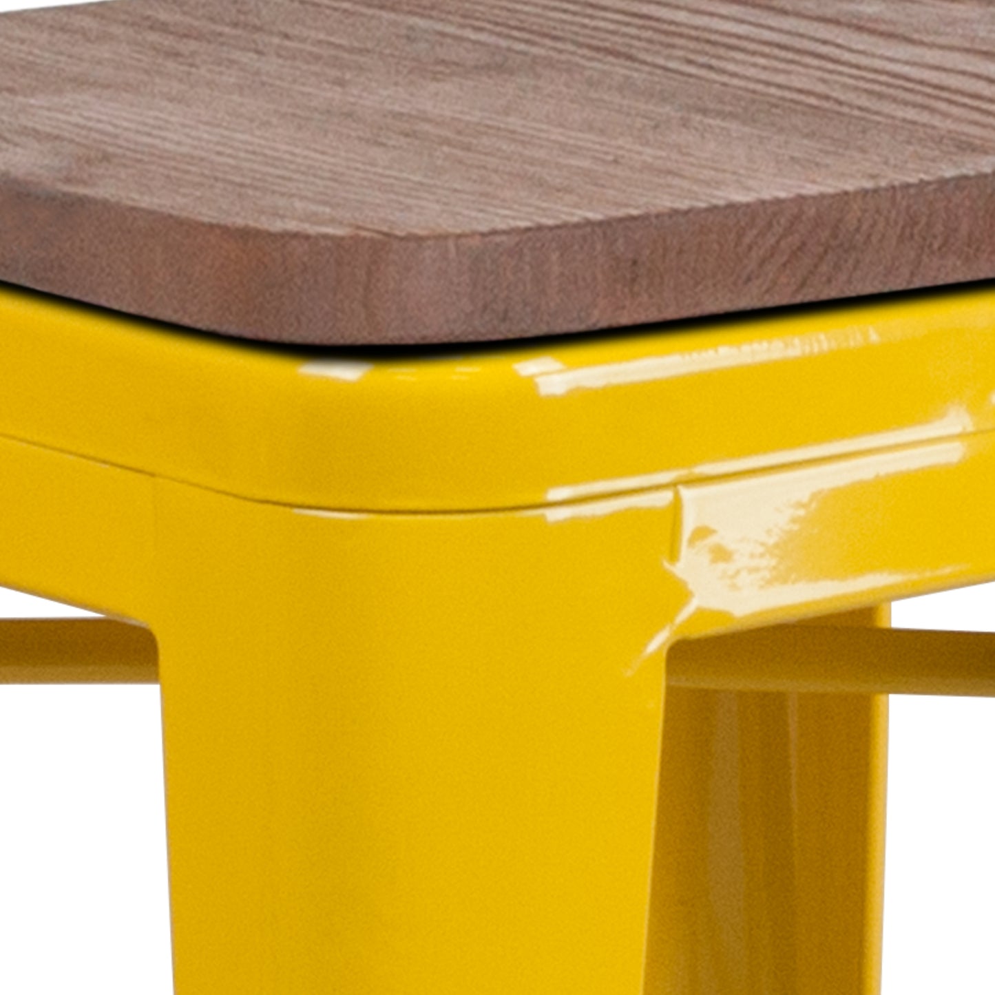 24" Yellow Metal Counter Stool CH-31320-24-YL-WD-GG