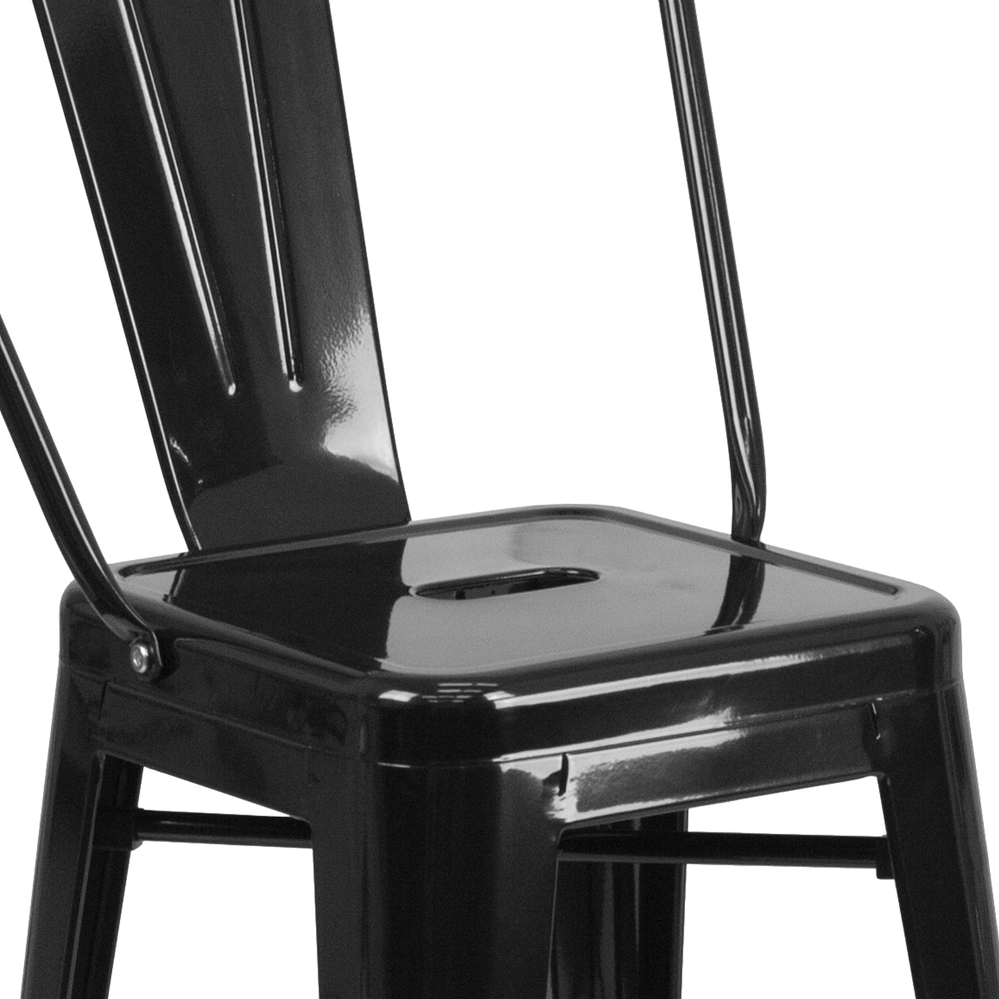 24" Black Metal Outdoor Stool CH-31320-24GB-BK-GG