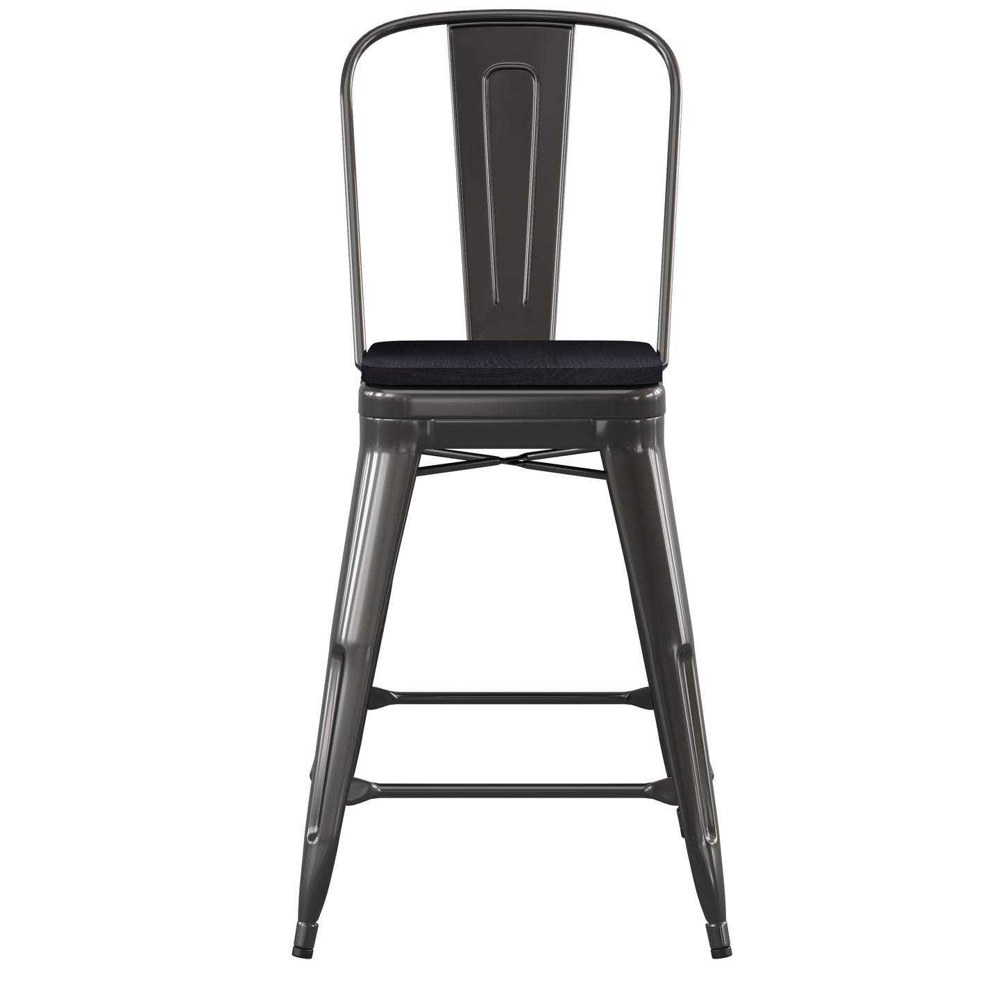 24" Black Stool-Black Seat CH-31320-24GB-BK-PL2B-GG