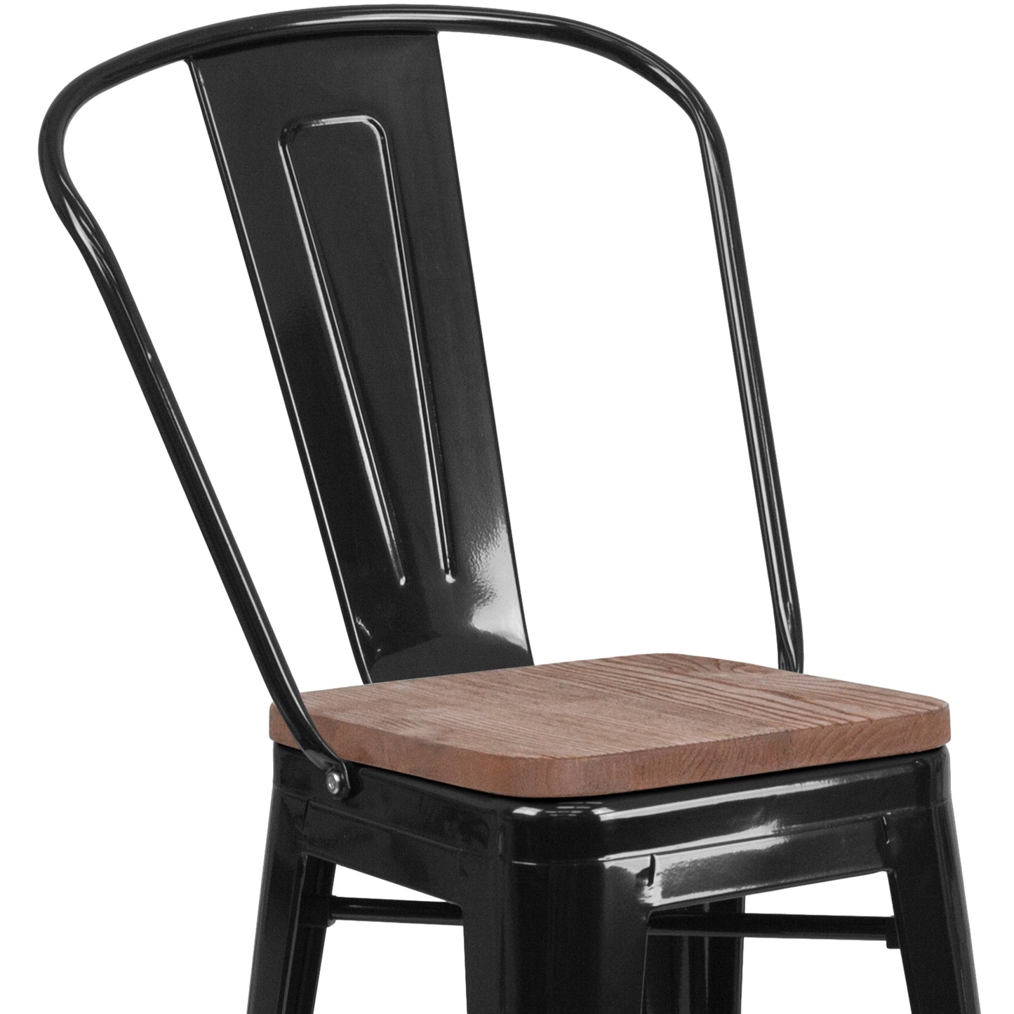 24" Black Metal Counter Stool CH-31320-24GB-BK-WD-GG