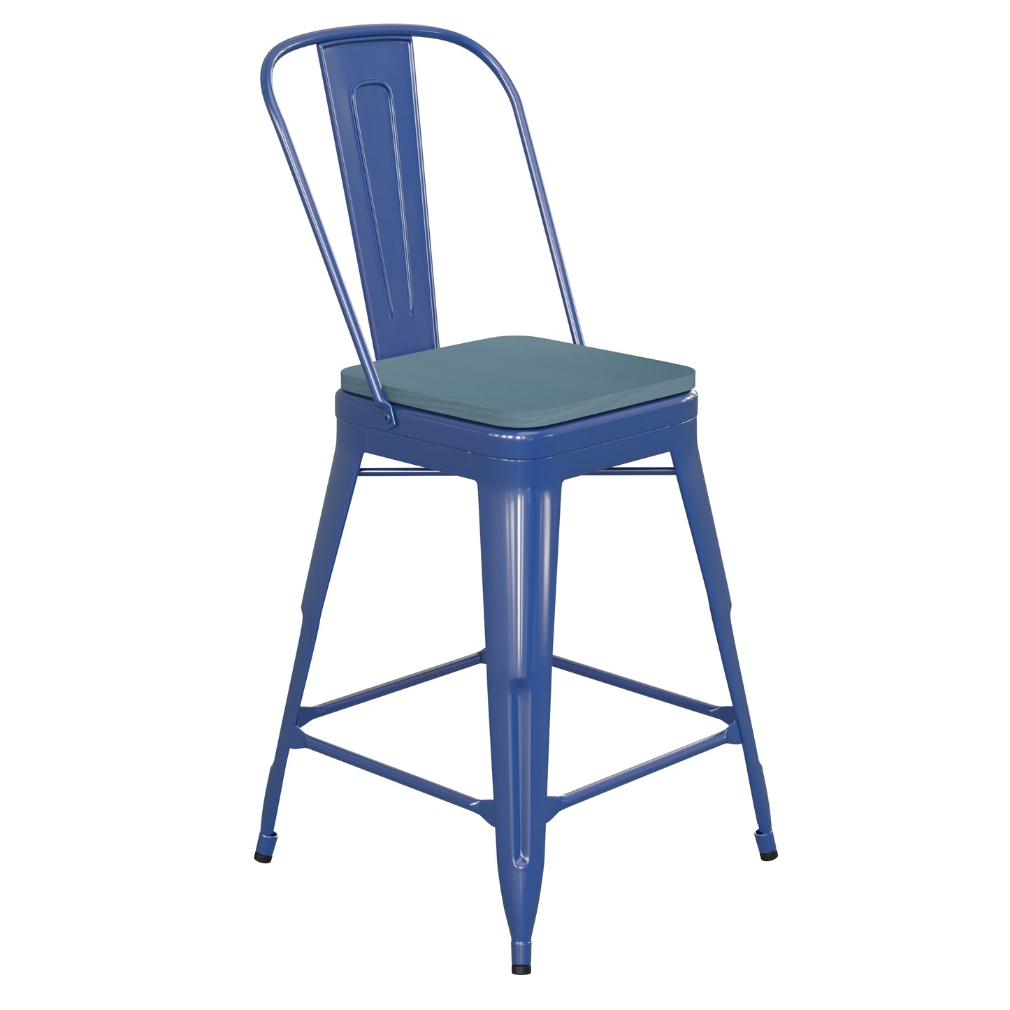 24" Blue Stool-Teal Seat CH-31320-24GB-BL-PL2C-GG