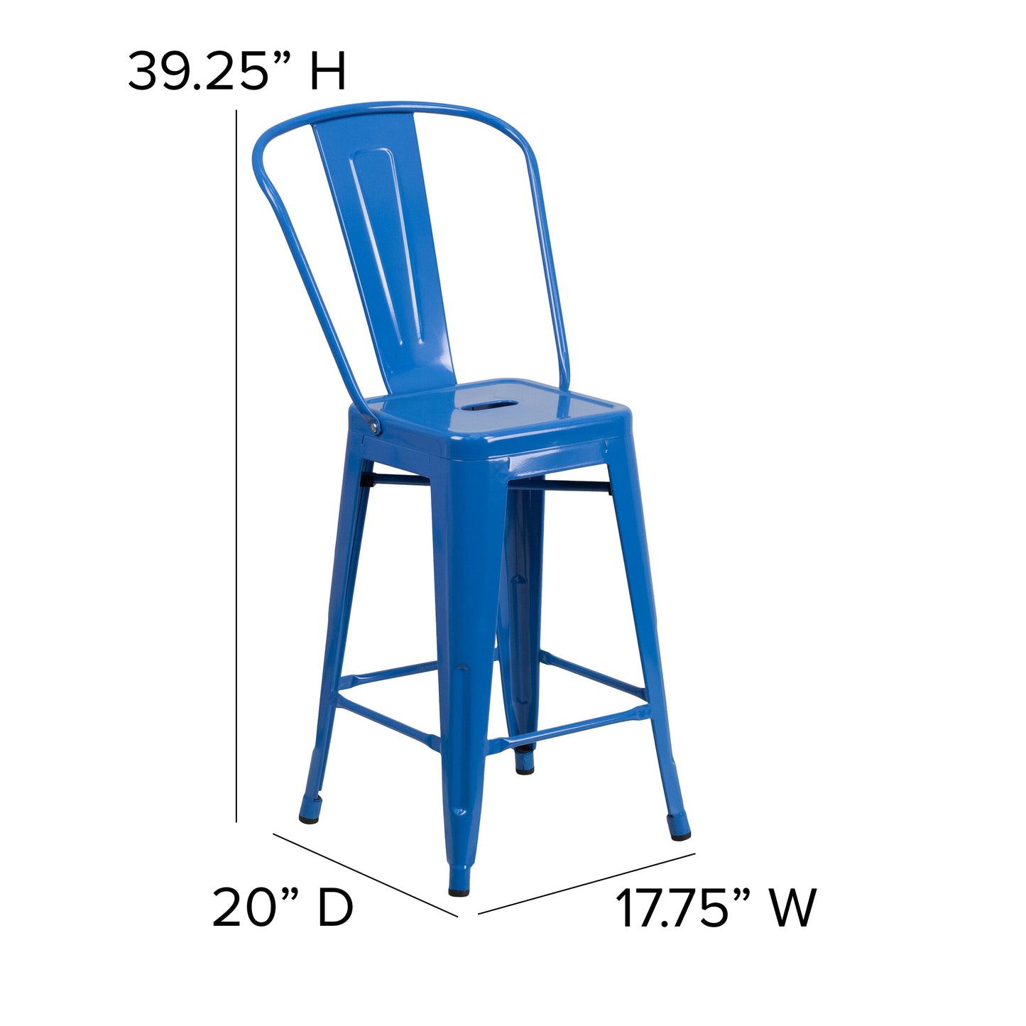 24" Blue Stool-Teal Seat CH-31320-24GB-BL-PL2C-GG