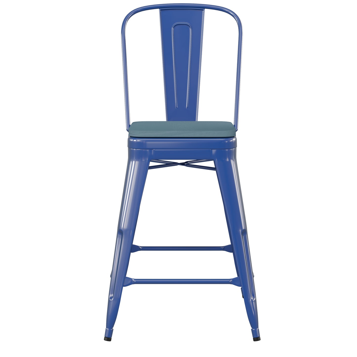 24" Blue Stool-Teal Seat CH-31320-24GB-BL-PL2C-GG