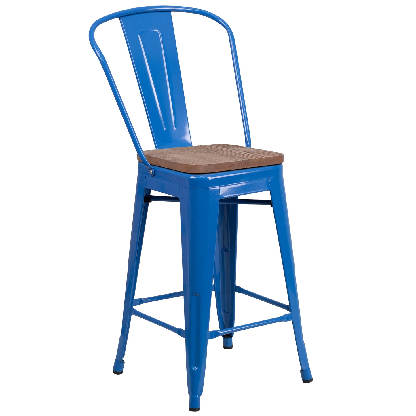 24" Blue Metal Counter Stool CH-31320-24GB-BL-WD-GG