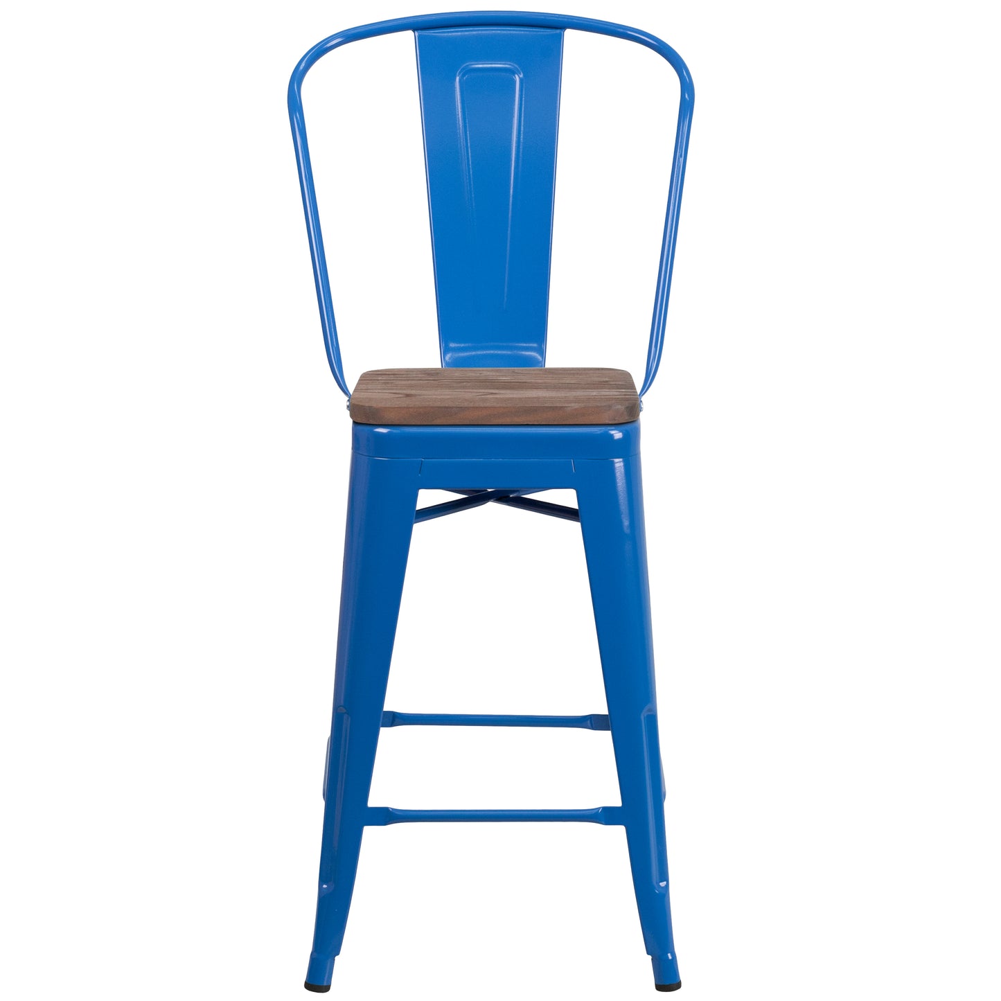 24" Blue Metal Counter Stool CH-31320-24GB-BL-WD-GG