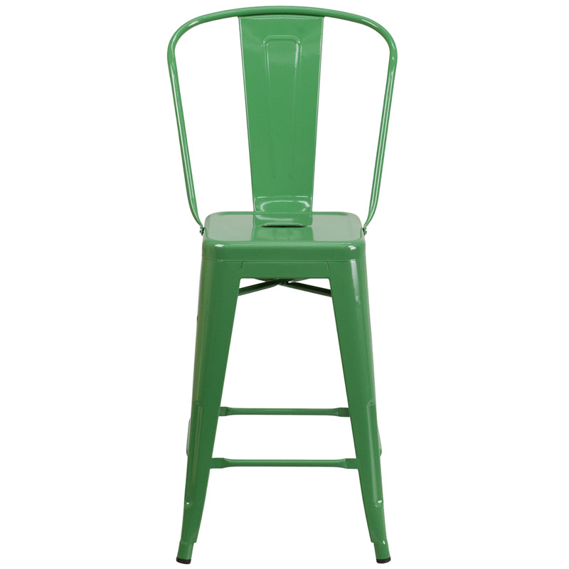 24" Green Metal Outdoor Stool CH-31320-24GB-GN-GG