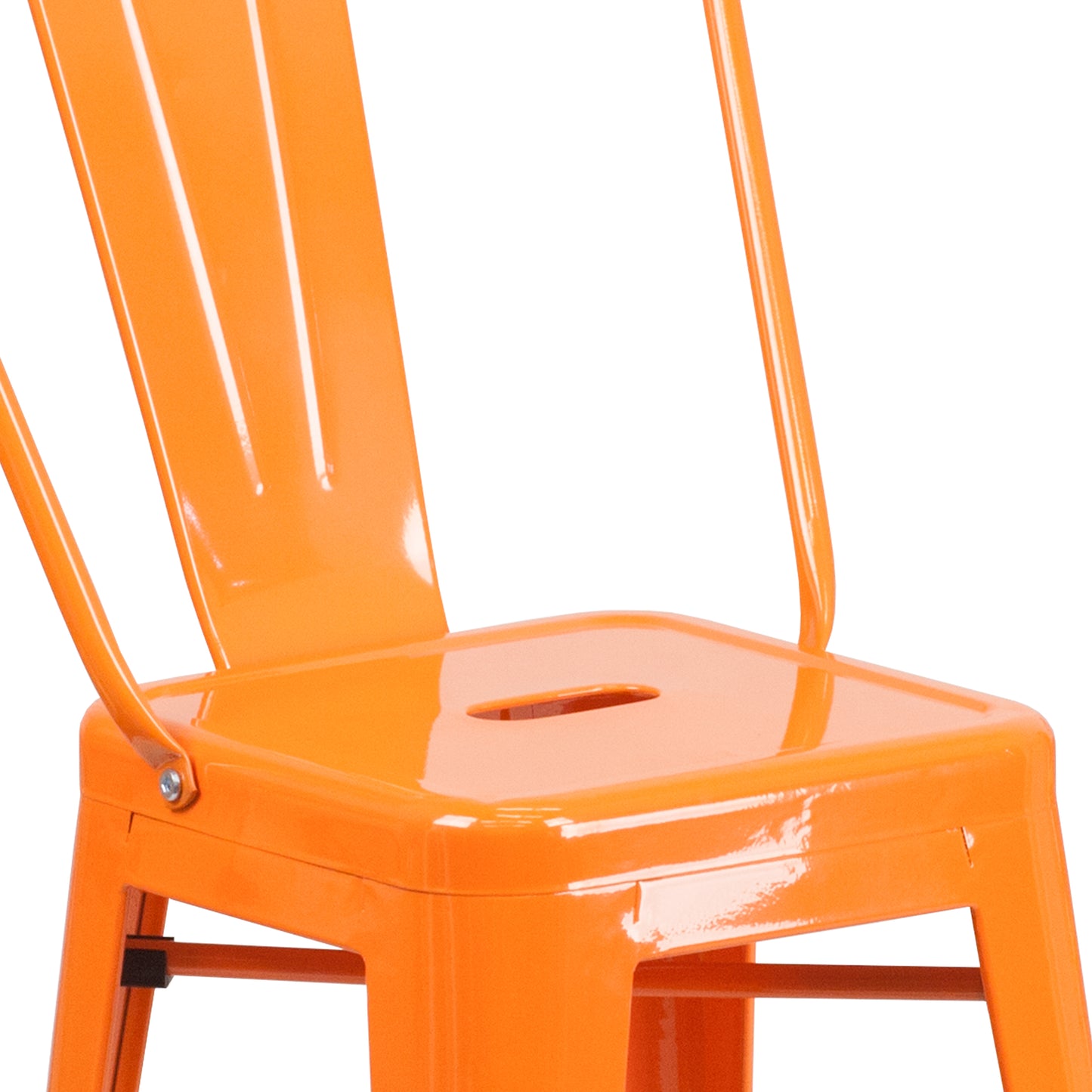 24" Orange Metal Outdoor Stool CH-31320-24GB-OR-GG