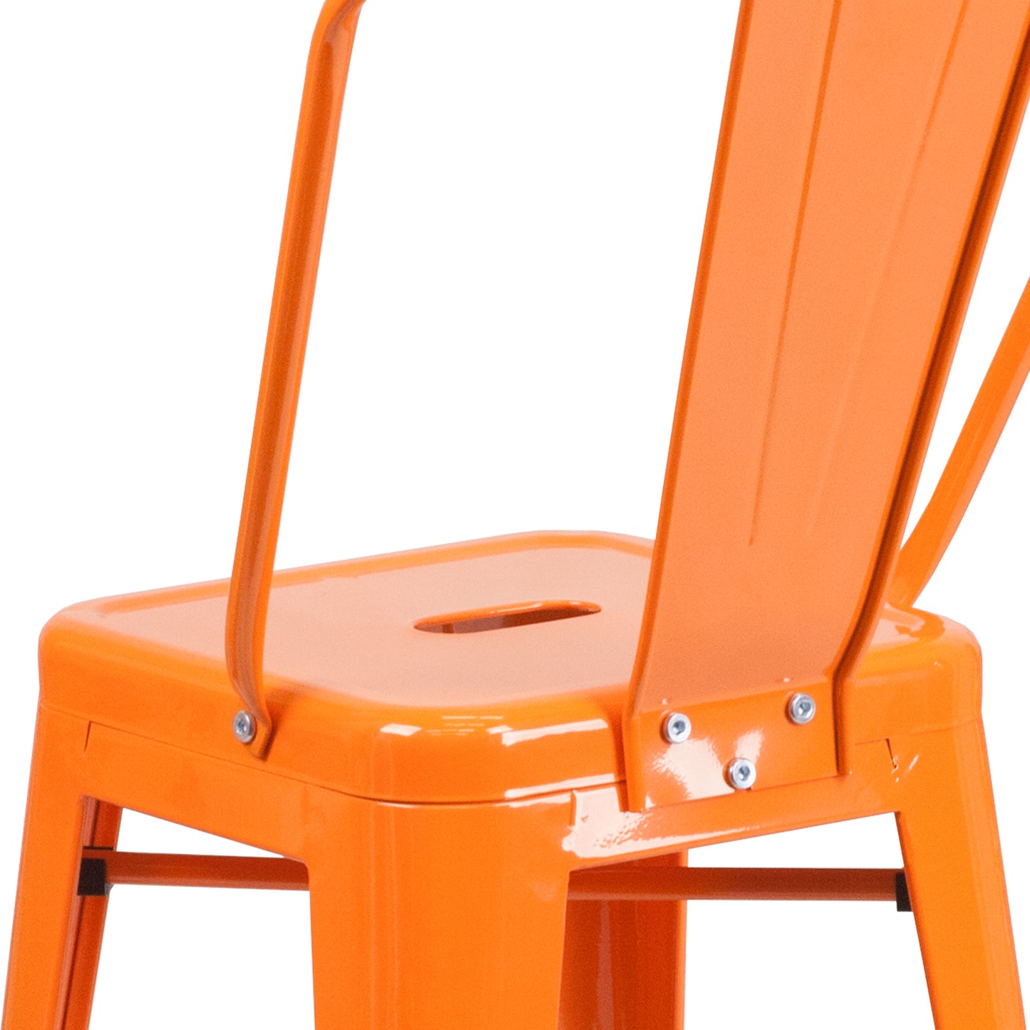 24" Orange Metal Outdoor Stool CH-31320-24GB-OR-GG