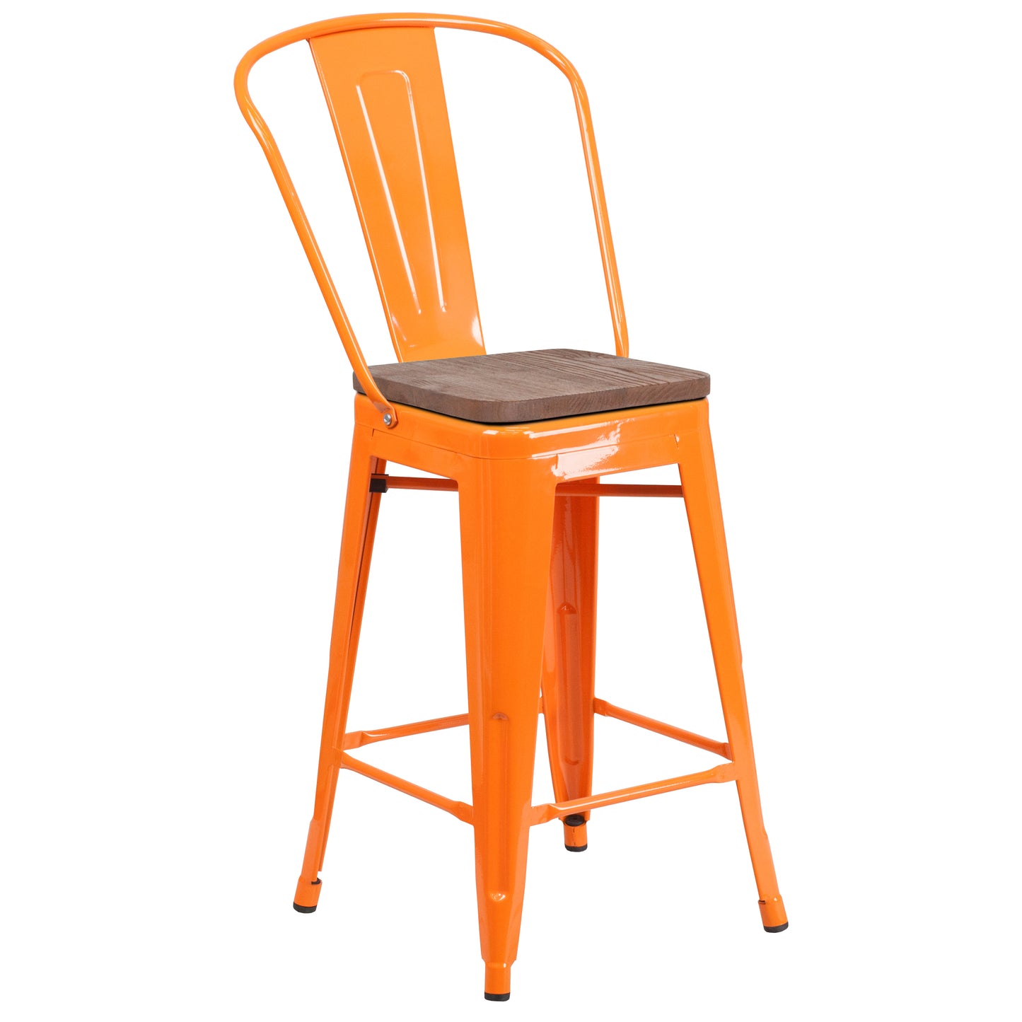 24" Orange Metal Counter Stool CH-31320-24GB-OR-WD-GG