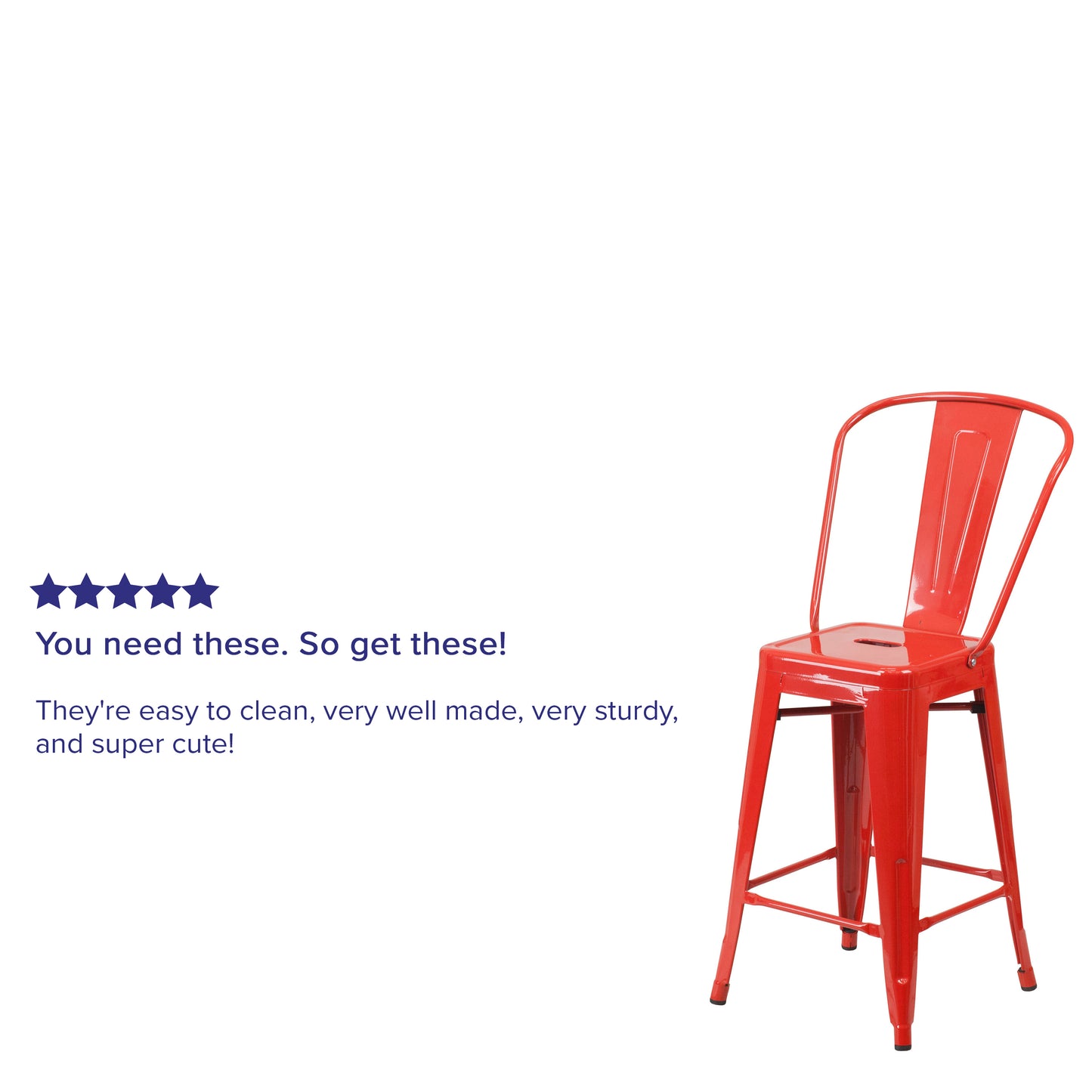 24" Red Metal Outdoor Stool CH-31320-24GB-RED-GG