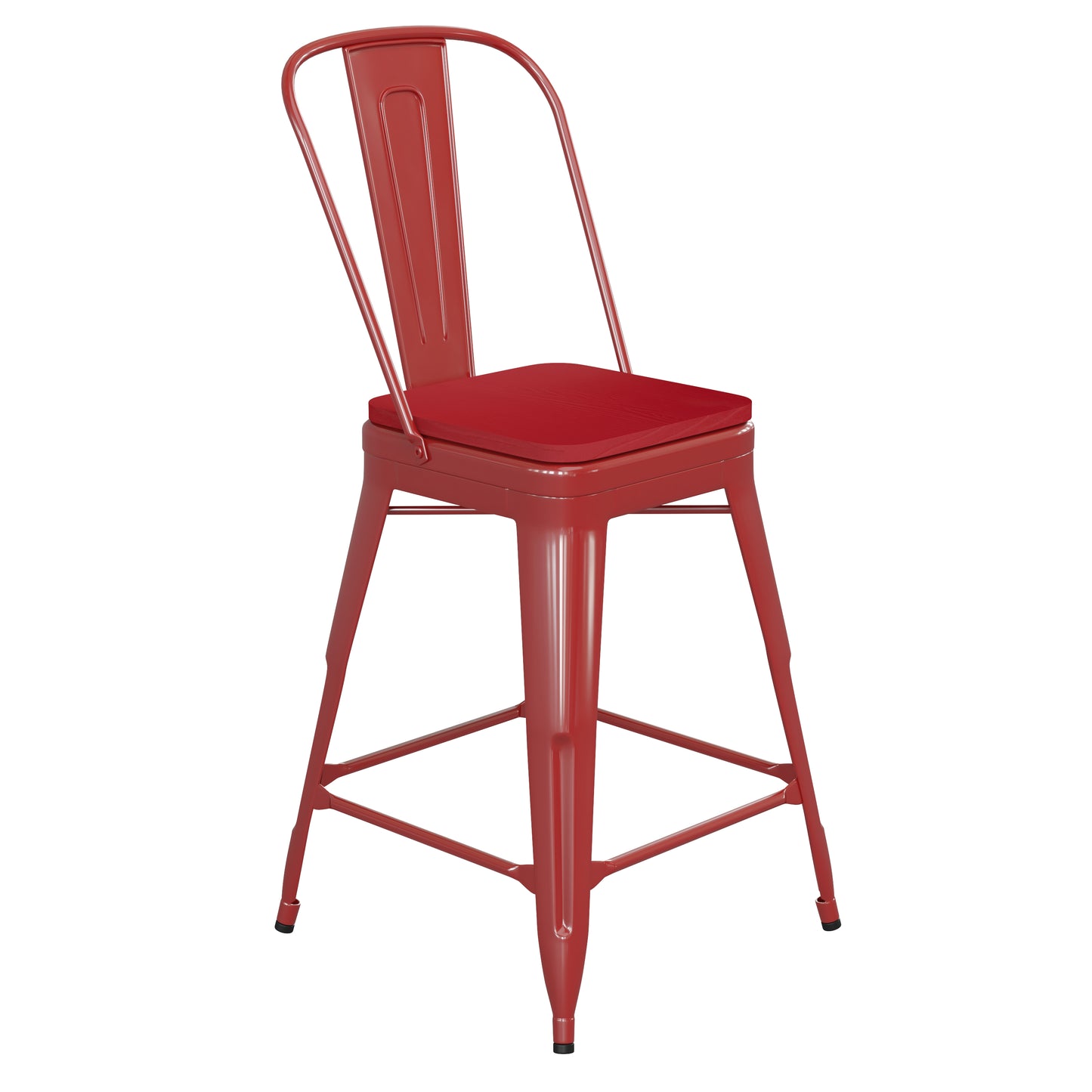 24" Red Stool-Red Seat CH-31320-24GB-RED-PL2R-GG