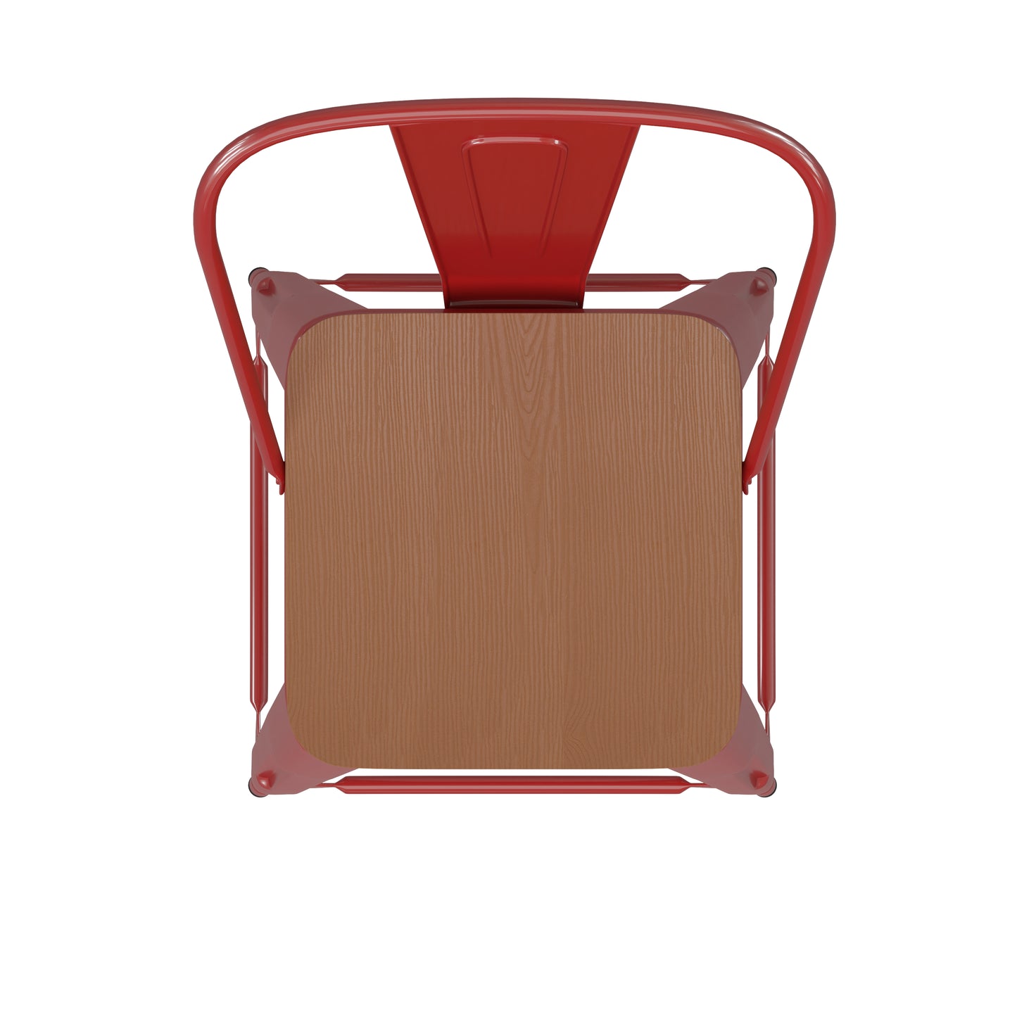 24" Red Stool-Teak Seat CH-31320-24GB-RED-PL2T-GG