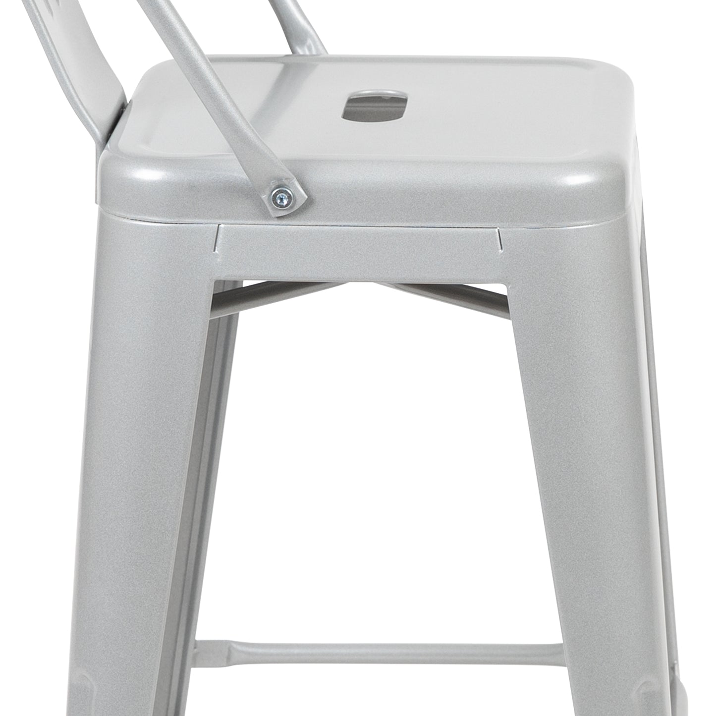 24" Silver Metal Outdoor Stool CH-31320-24GB-SIL-GG