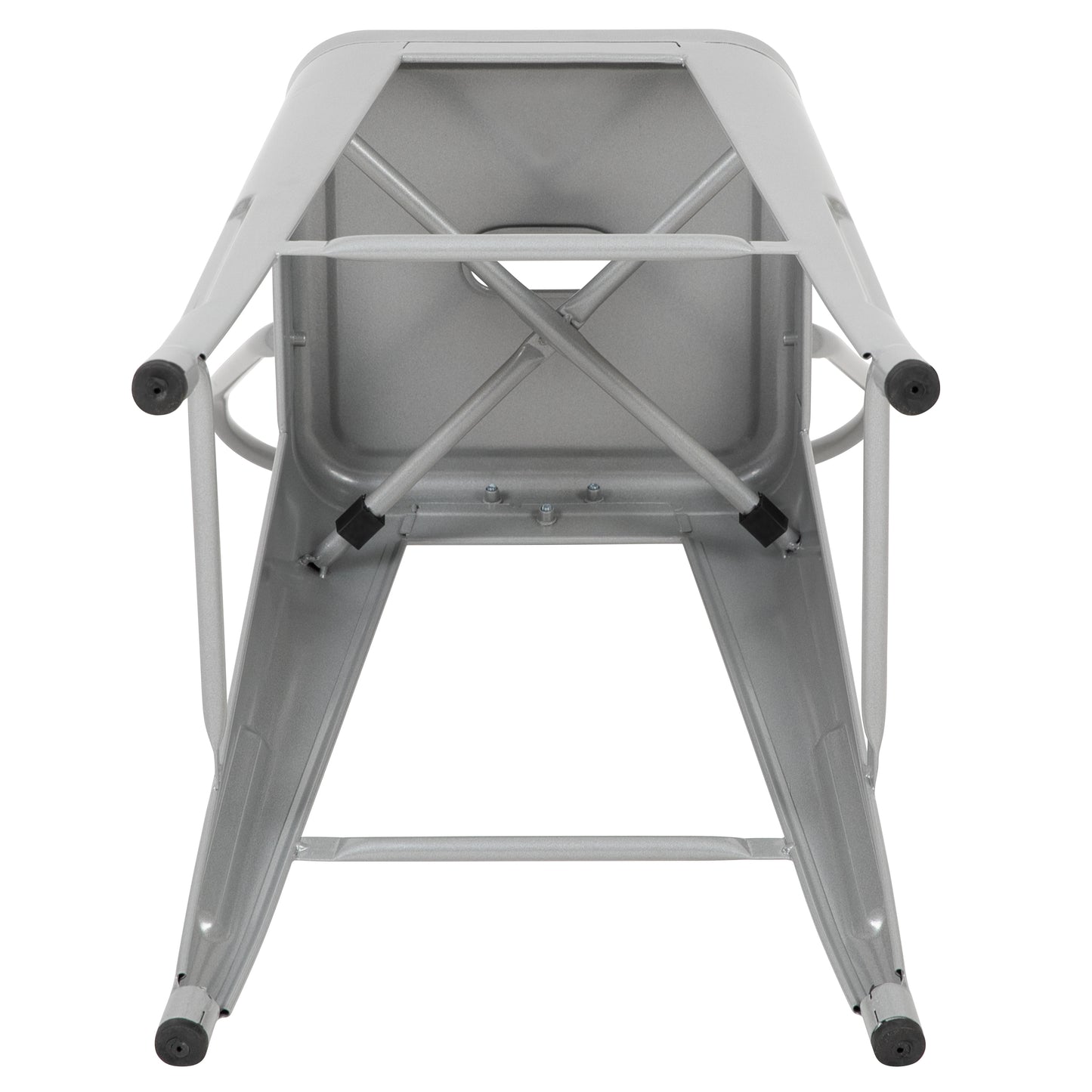 24" Silver Metal Outdoor Stool CH-31320-24GB-SIL-GG