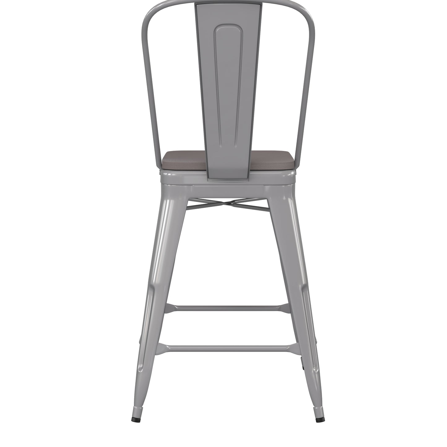 24" Silver Stool-Gray Seat CH-31320-24GB-SIL-PL2G-GG