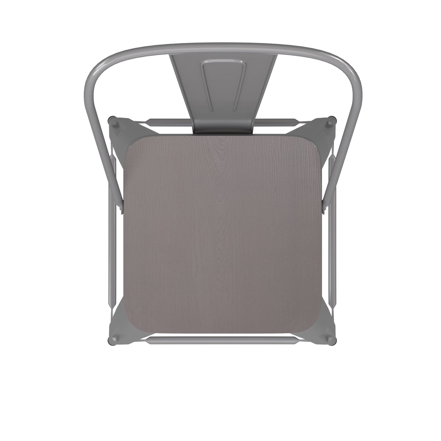 24" Silver Stool-Gray Seat CH-31320-24GB-SIL-PL2G-GG