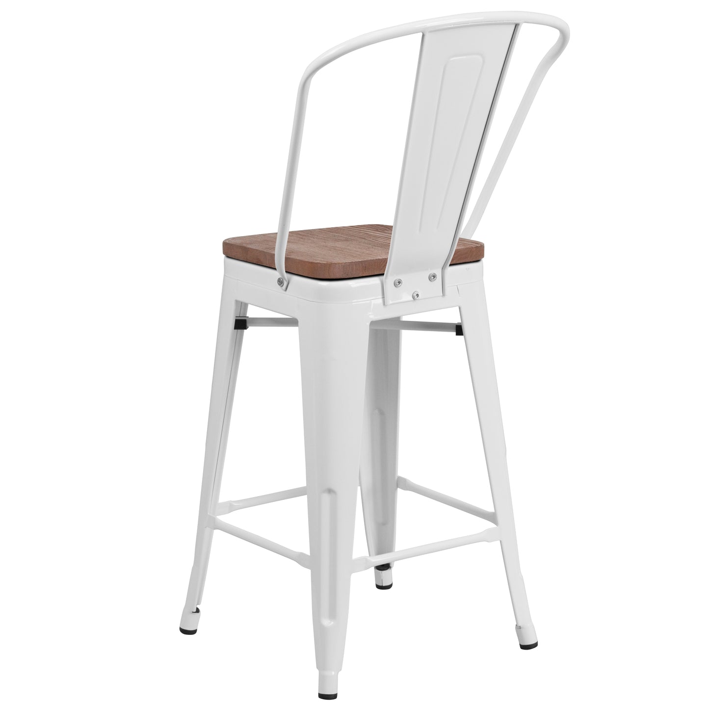 24" White Metal Counter Stool CH-31320-24GB-WH-WD-GG