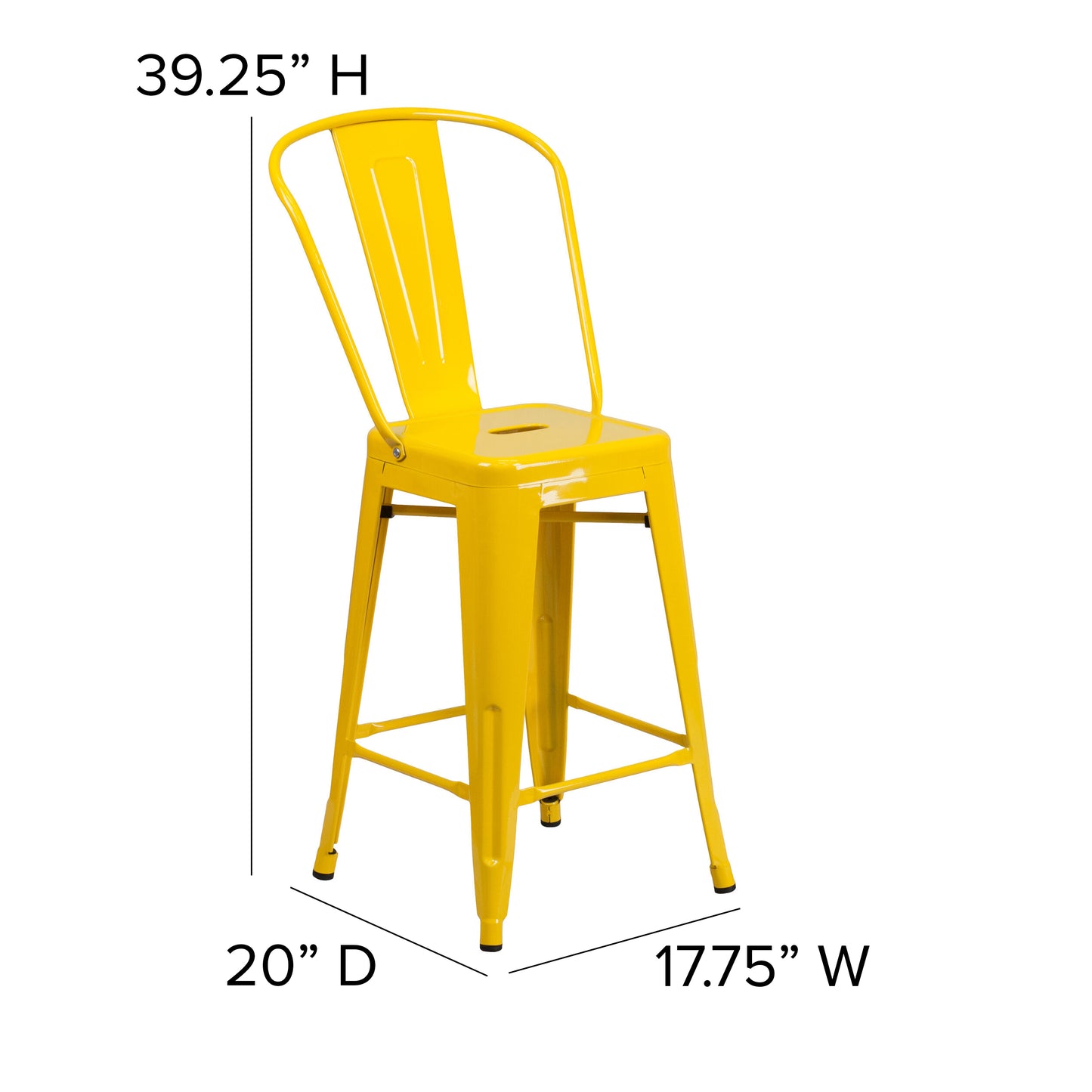 24" Yell Metal Outdoor Stool CH-31320-24GB-YL-GG