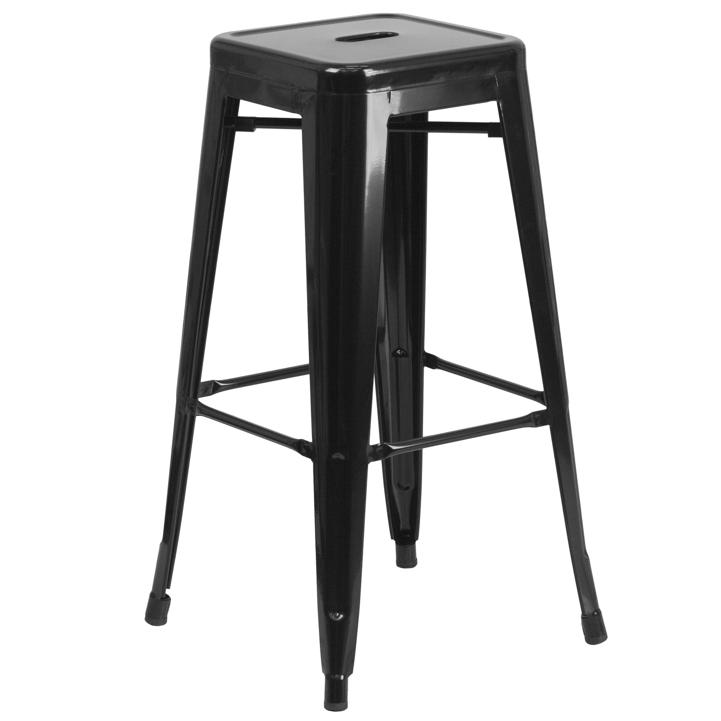 30" Black No Back Metal Stool CH-31320-30-BK-GG