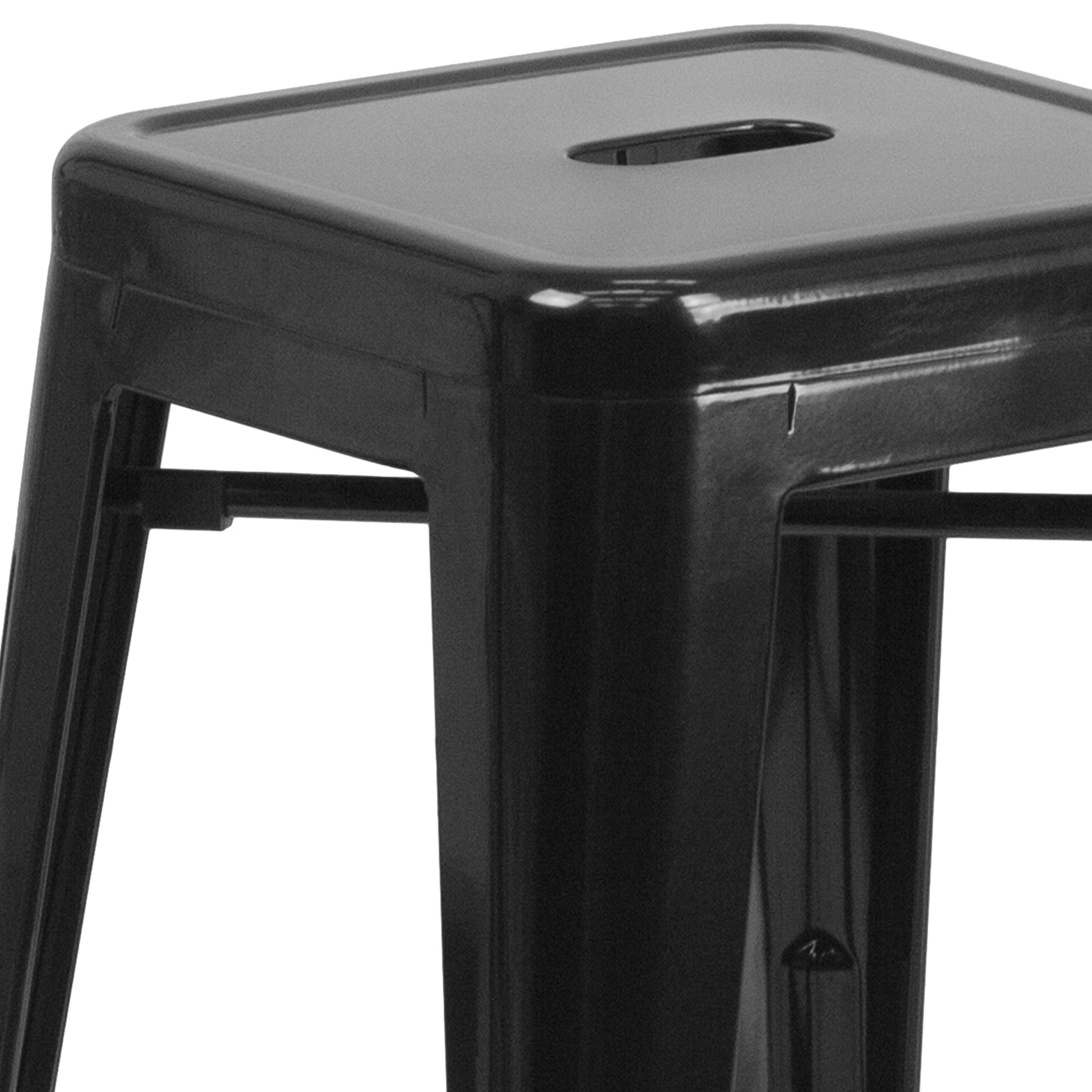 30" Black No Back Metal Stool CH-31320-30-BK-GG