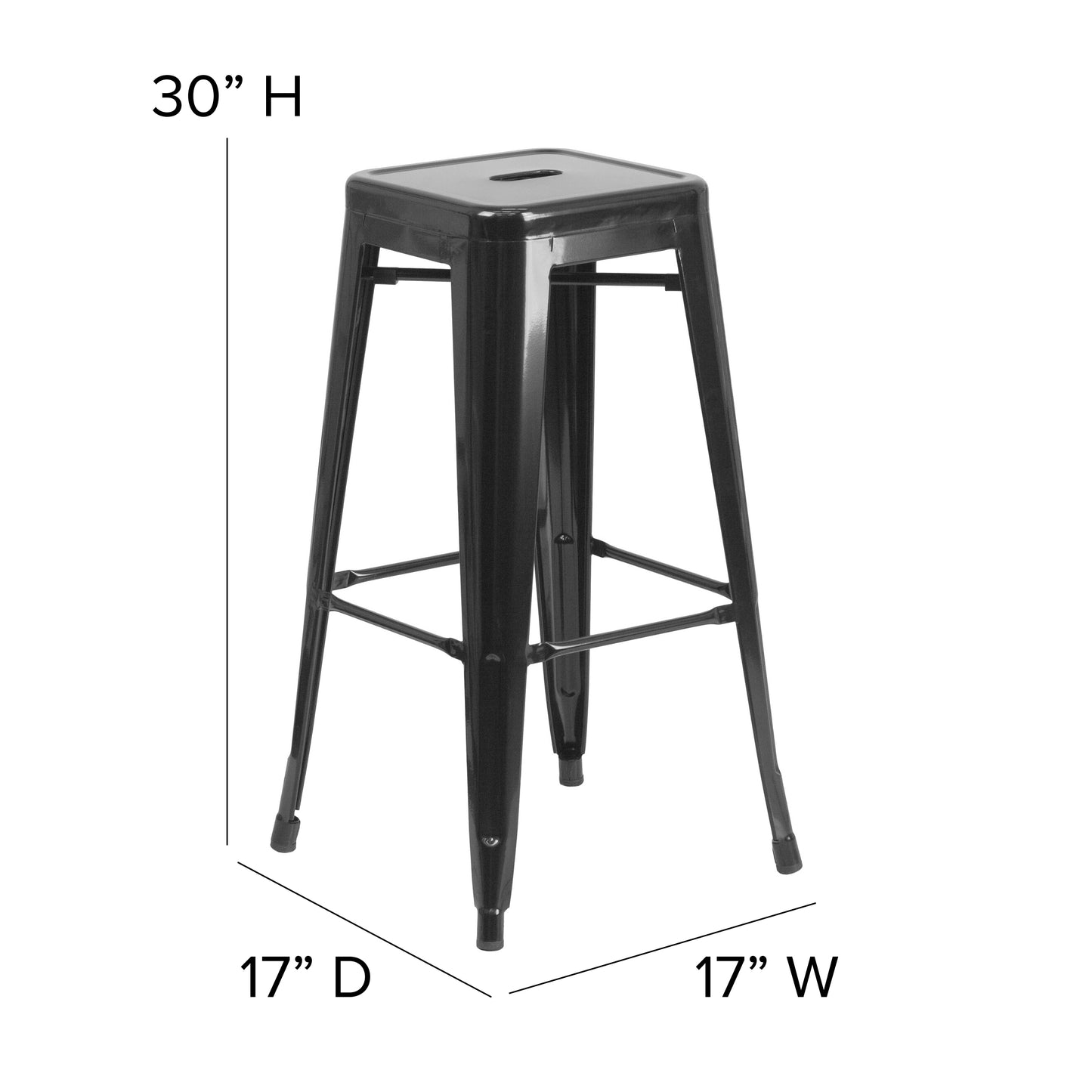 30" Black Stool-30" Black Seat CH-31320-30-BK-PL2B-GG