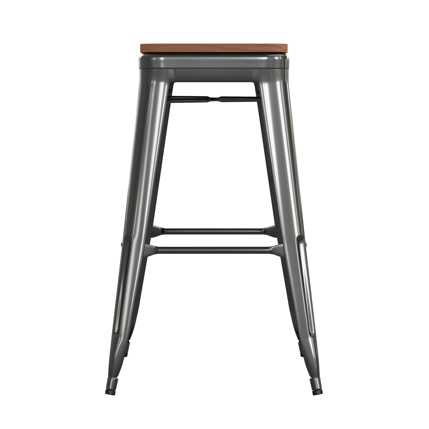 30" Black Stool-Teak Seat CH-31320-30-BK-PL2T-GG