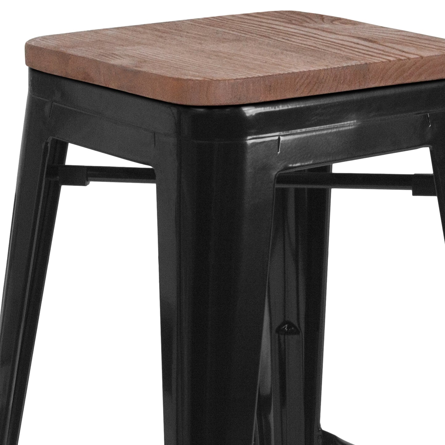 30" Black Backless Metal Stool CH-31320-30-BK-WD-GG