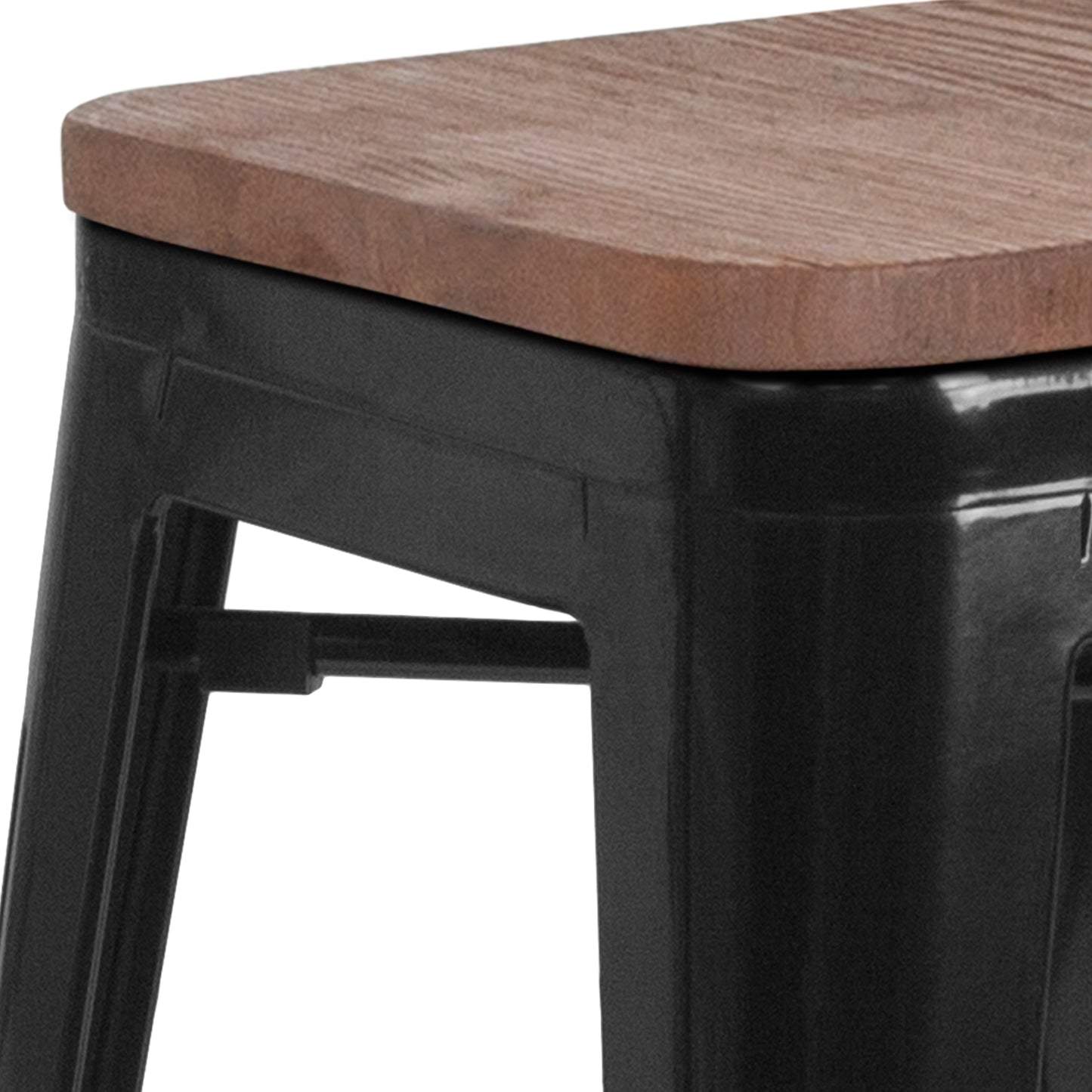 30" Black Backless Metal Stool CH-31320-30-BK-WD-GG