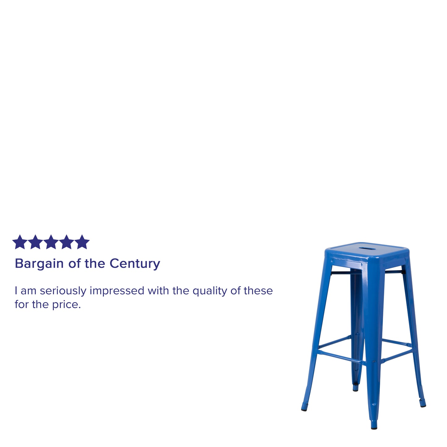 30" Blue No Back Metal Stool CH-31320-30-BL-GG