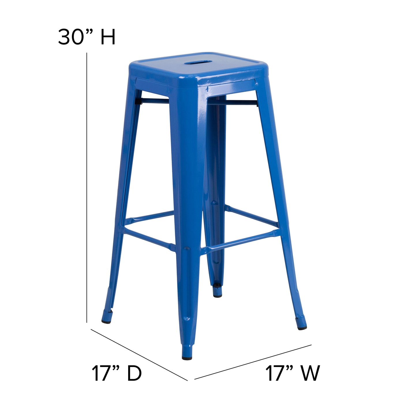 30" Blue Stool-Teal Blue Seat CH-31320-30-BL-PL2C-GG