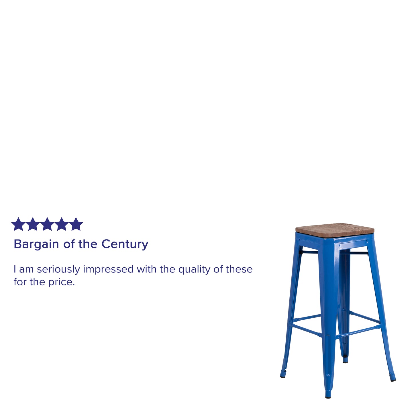 30" Blue Metal Barstool CH-31320-30-BL-WD-GG