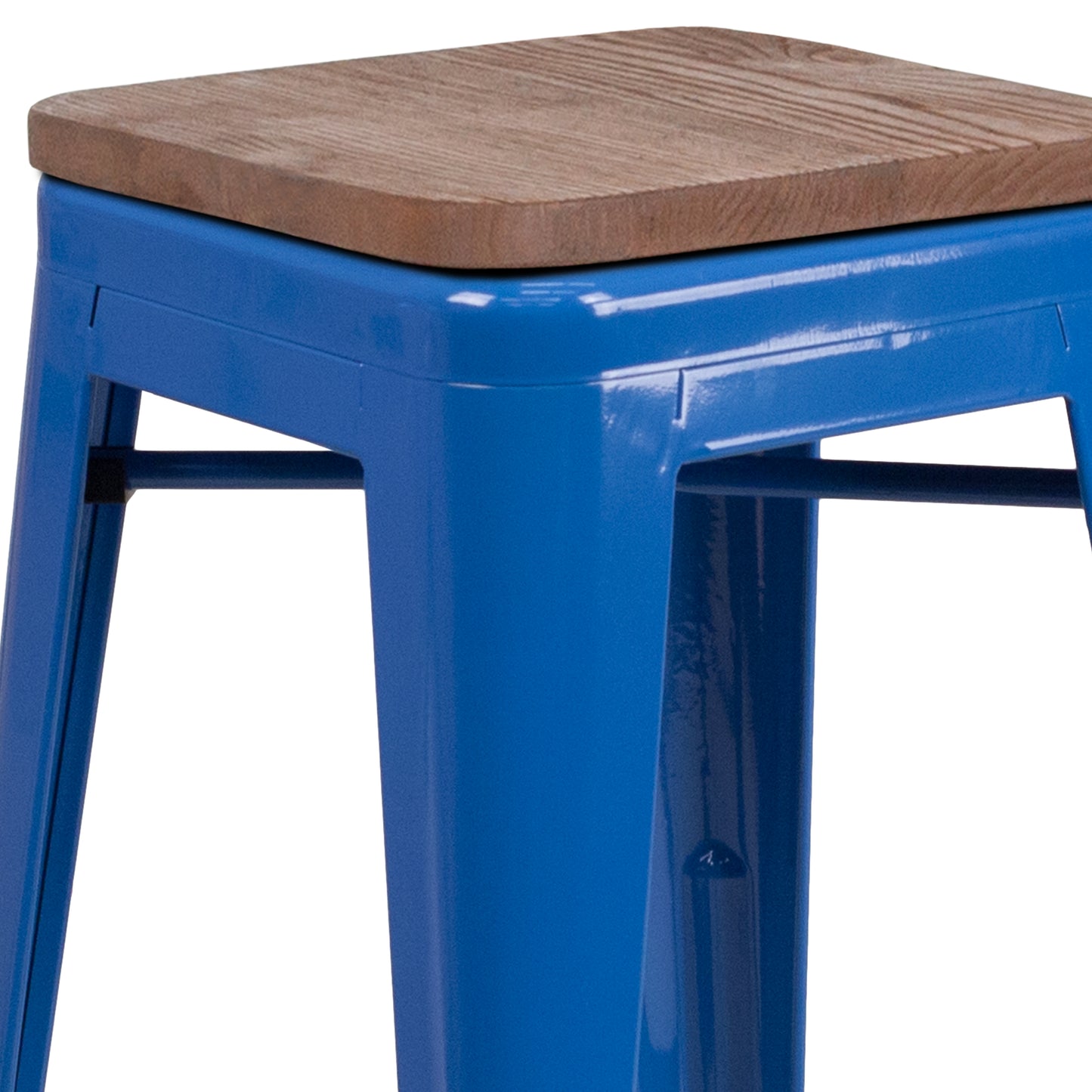 30" Blue Metal Barstool CH-31320-30-BL-WD-GG