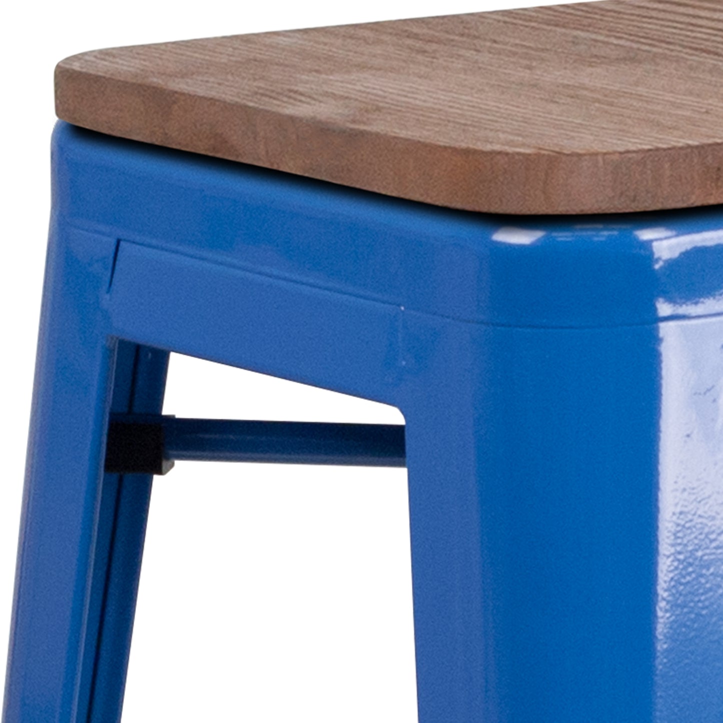 30" Blue Metal Barstool CH-31320-30-BL-WD-GG