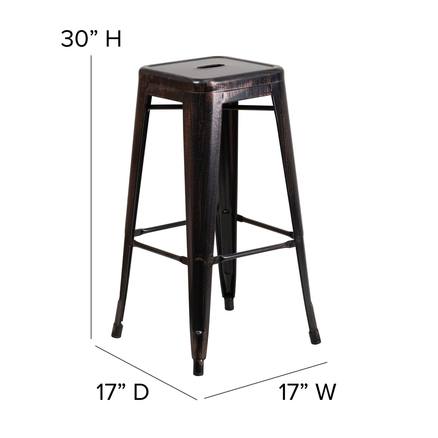 30" Aged Black NoBack Stool CH-31320-30-BQ-GG