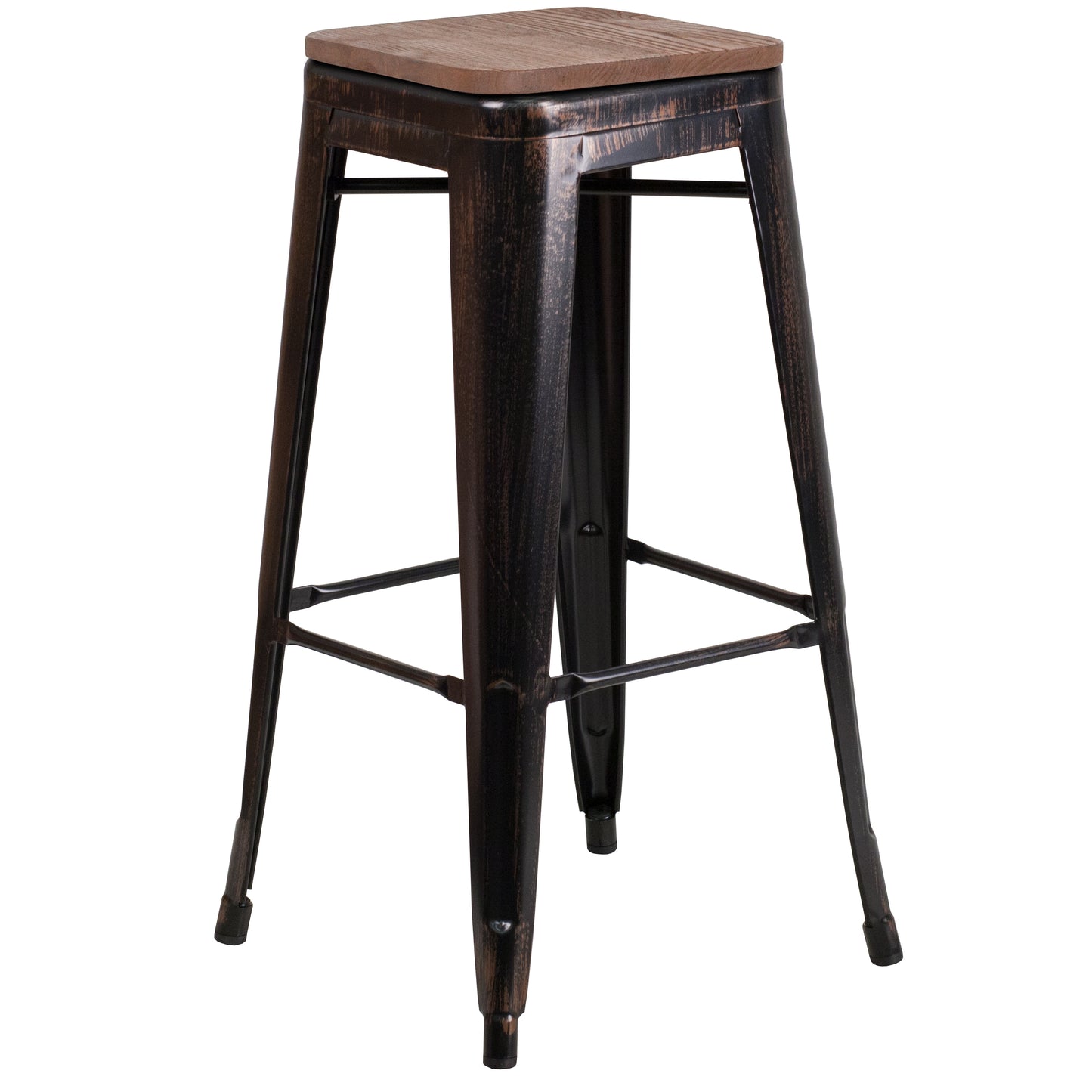 30" Aged Black NoBack Stool CH-31320-30-BQ-WD-GG