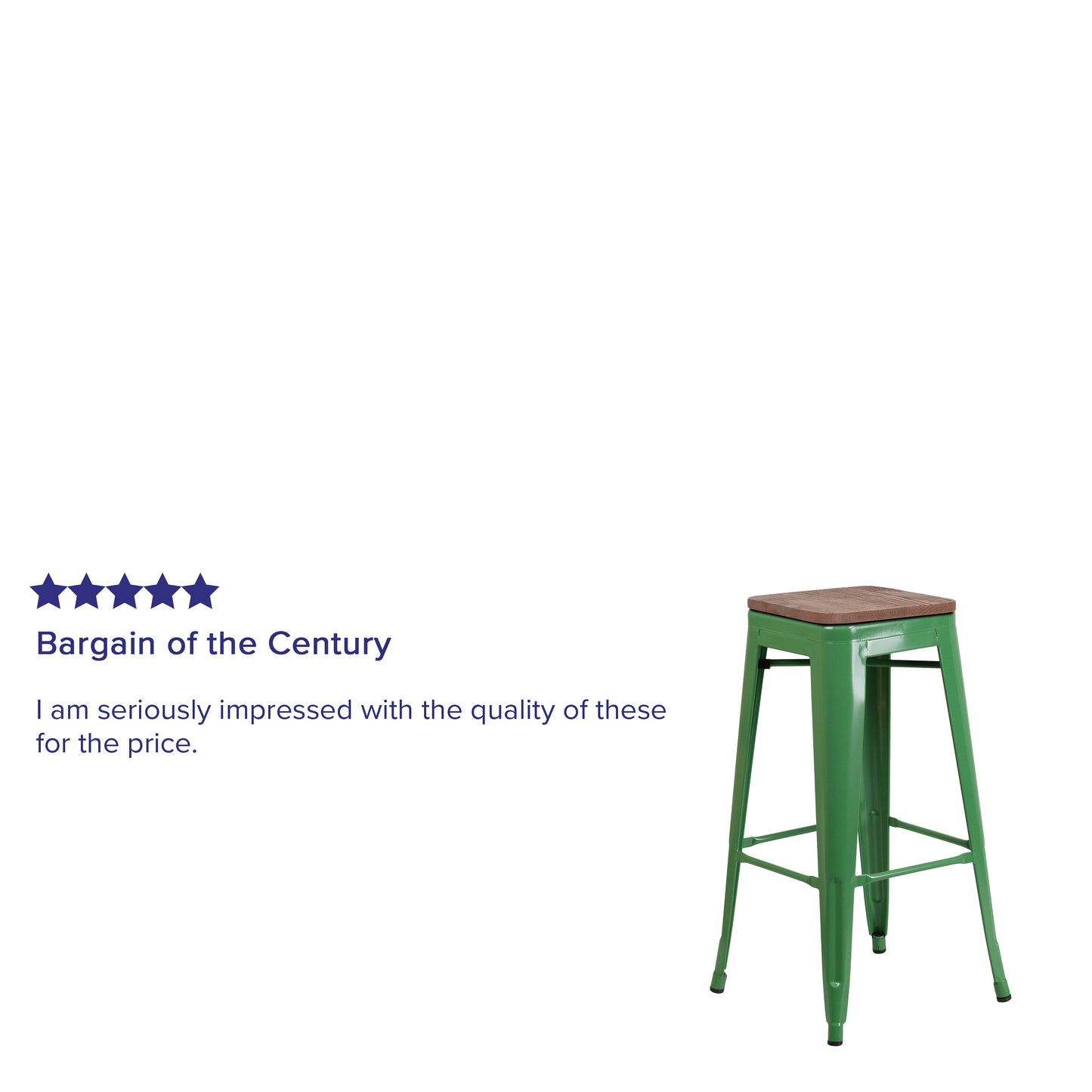 30" Green Metal Barstool CH-31320-30-GN-WD-GG