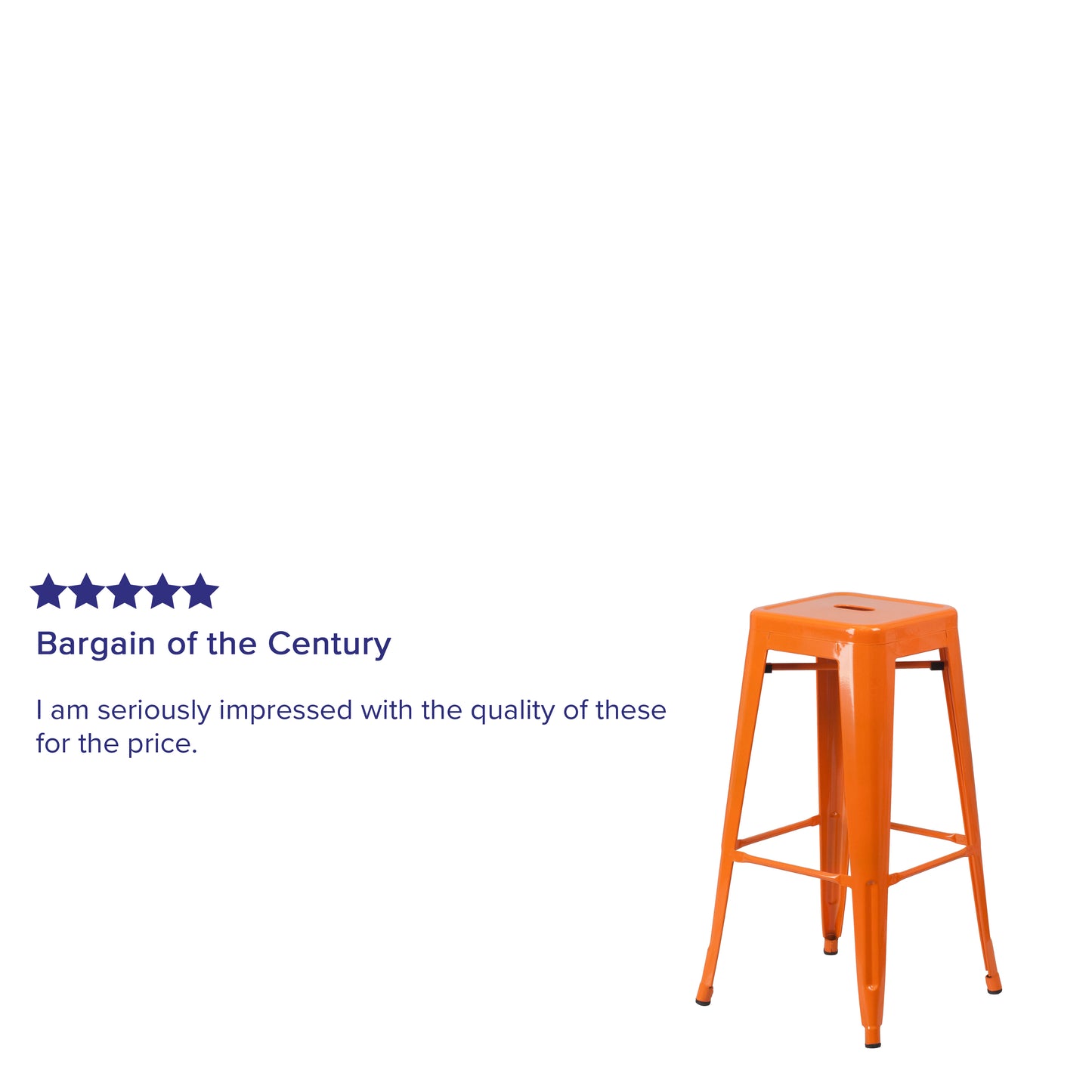 30" Orange No Back Metal Stool CH-31320-30-OR-GG