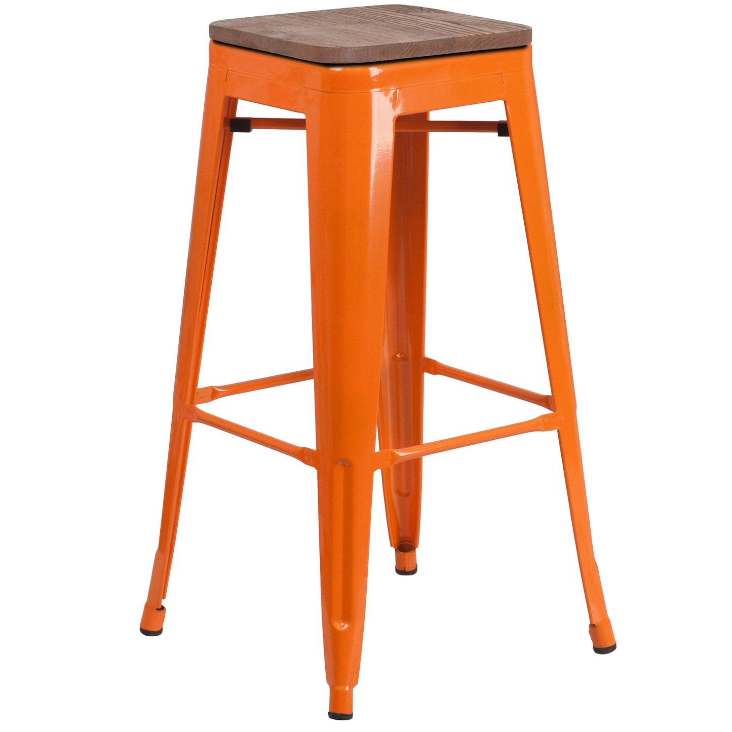 30" Orange Metal Barstool CH-31320-30-OR-WD-GG