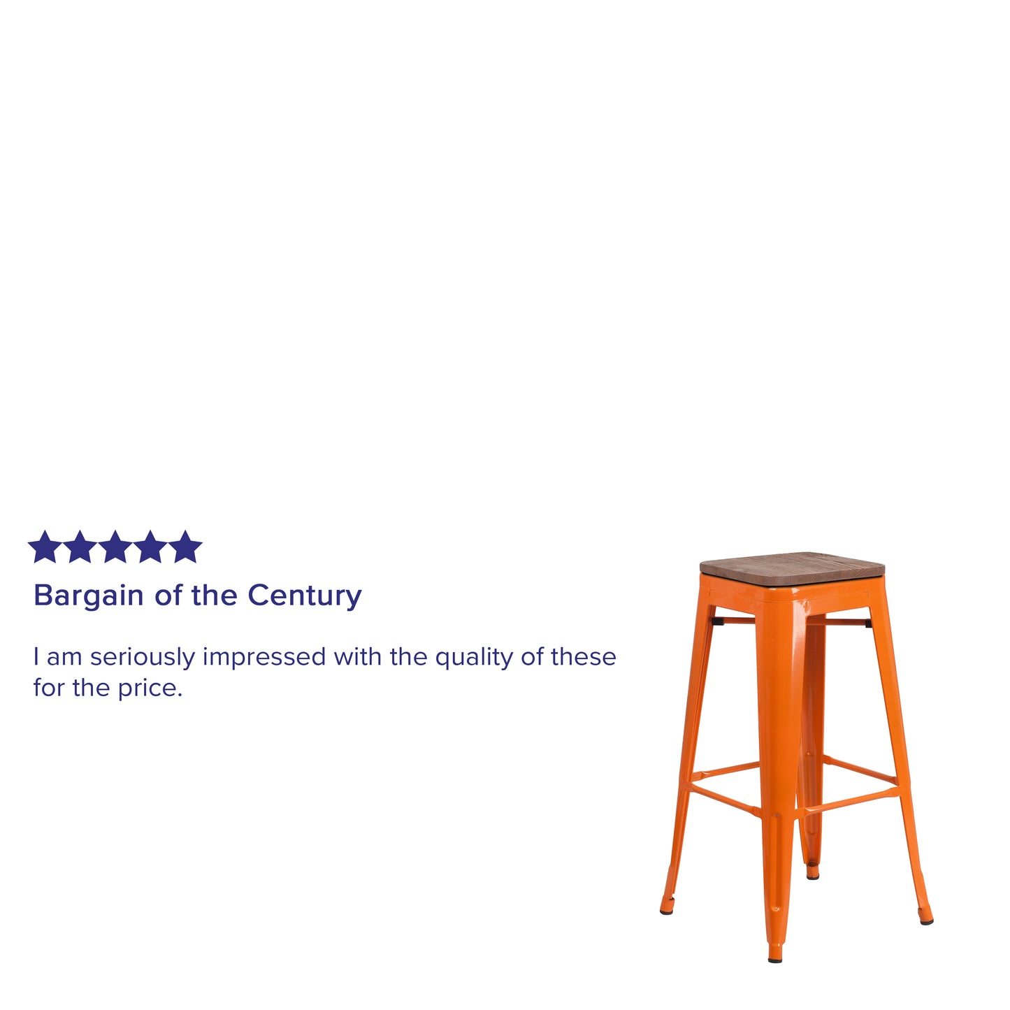 30" Orange Metal Barstool CH-31320-30-OR-WD-GG