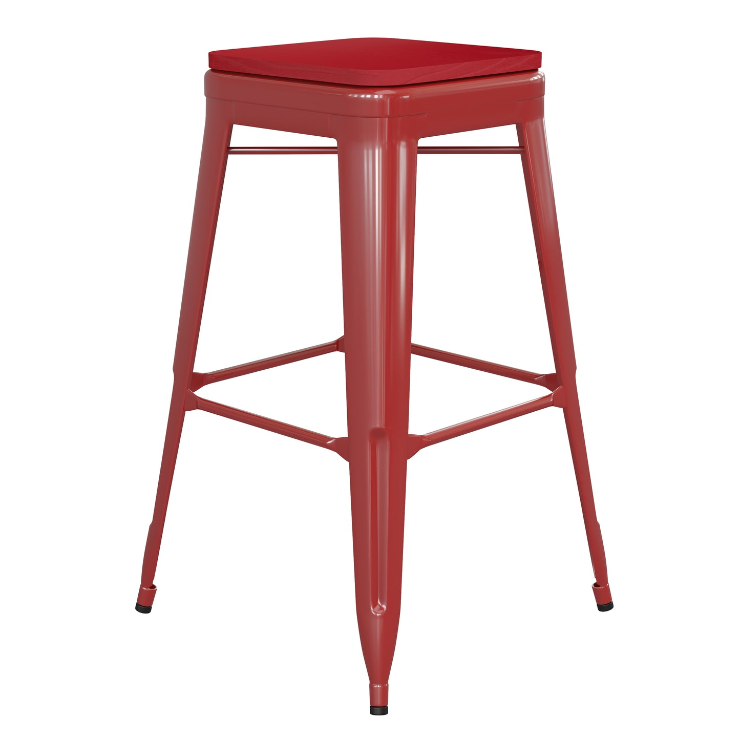 30" Red Stool-Red Seat CH-31320-30-RED-PL2R-GG