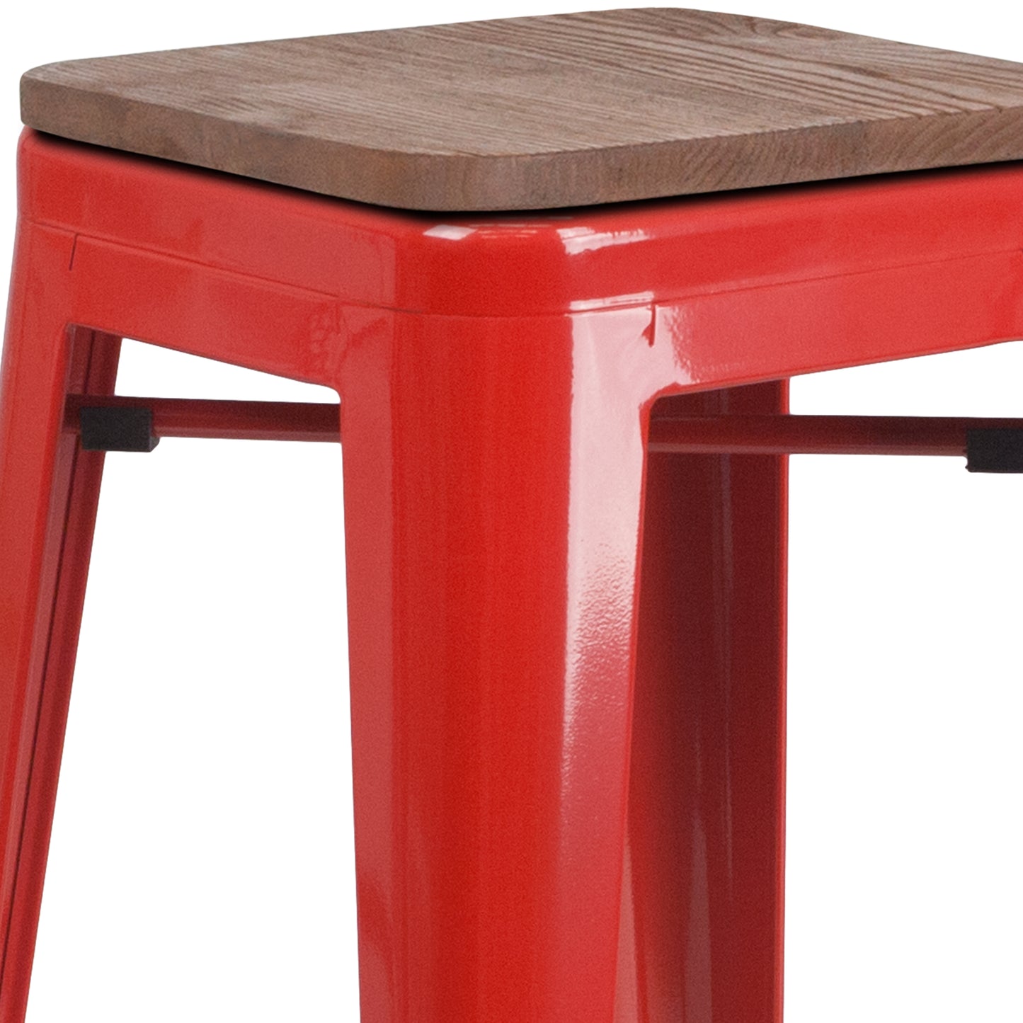 30" Red Metal Barstool CH-31320-30-RED-WD-GG