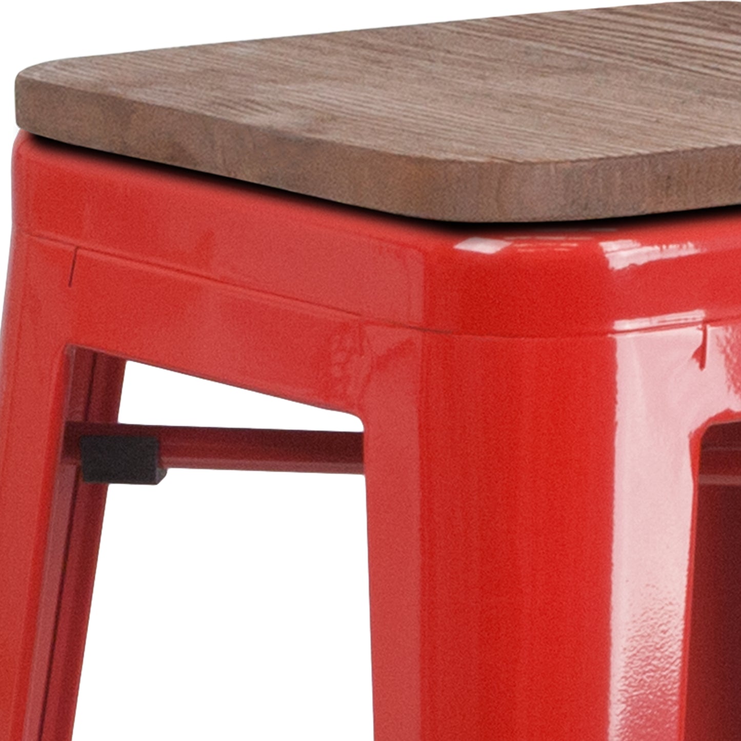 30" Red Metal Barstool CH-31320-30-RED-WD-GG