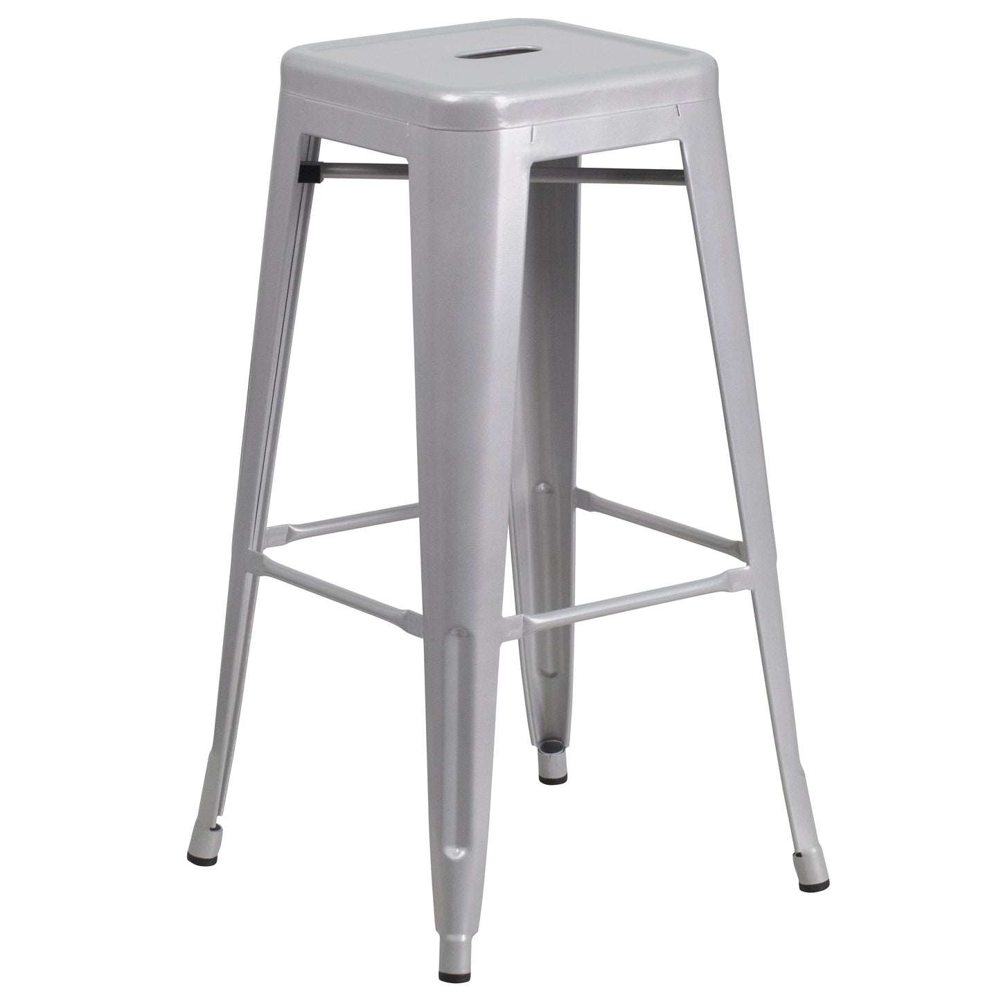 30" Silver No Back Metal Stool CH-31320-30-SIL-GG