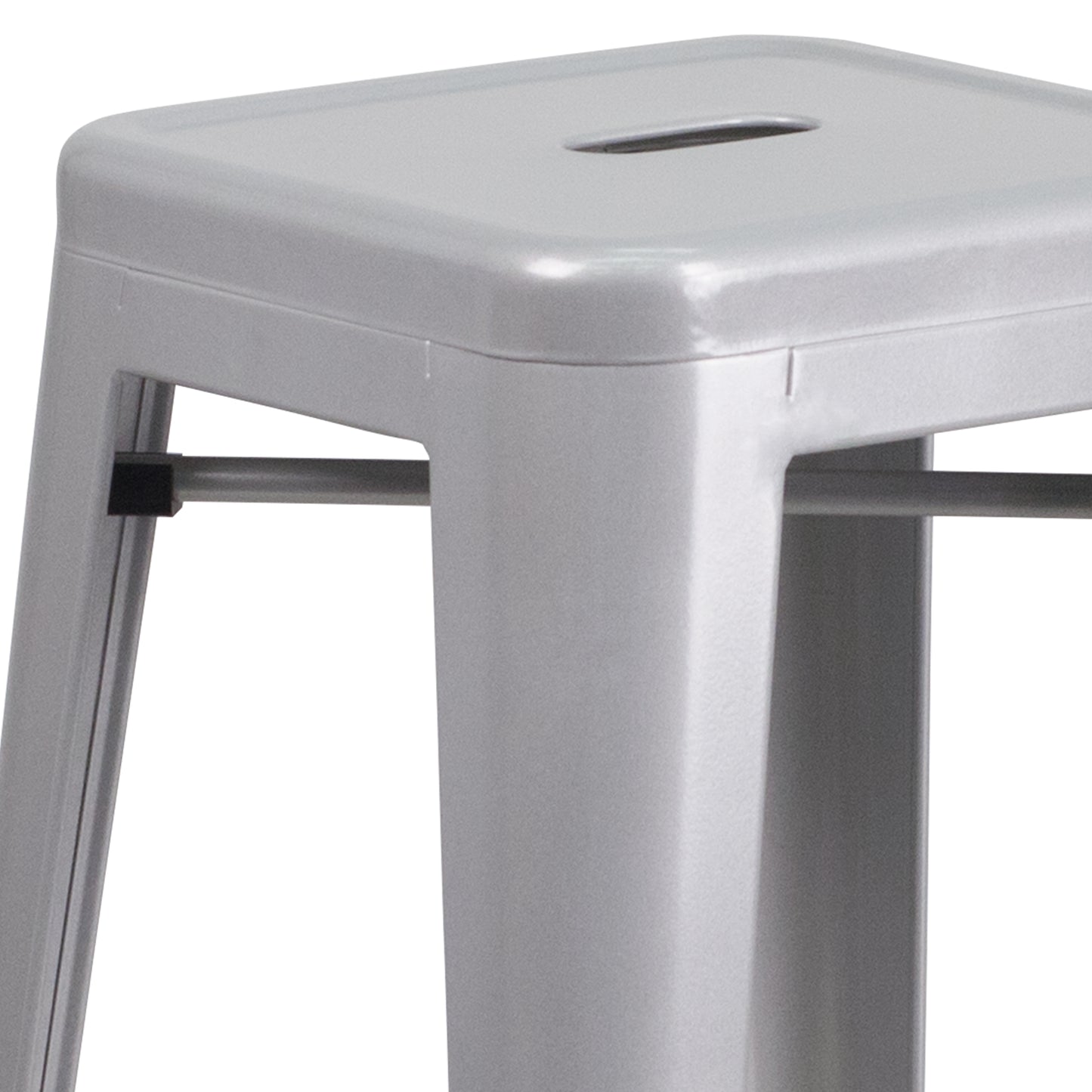 30" Silver No Back Metal Stool CH-31320-30-SIL-GG