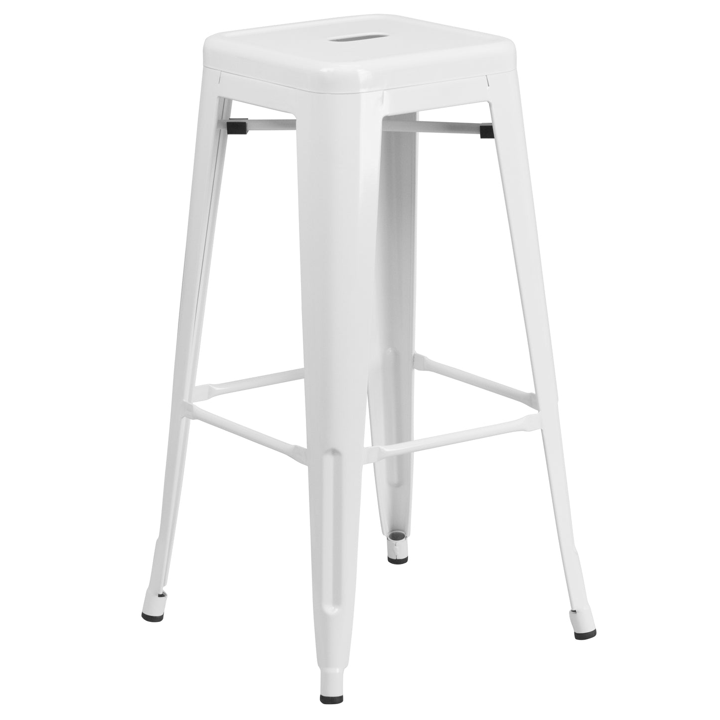 30" White No Back Metal Stool CH-31320-30-WH-GG