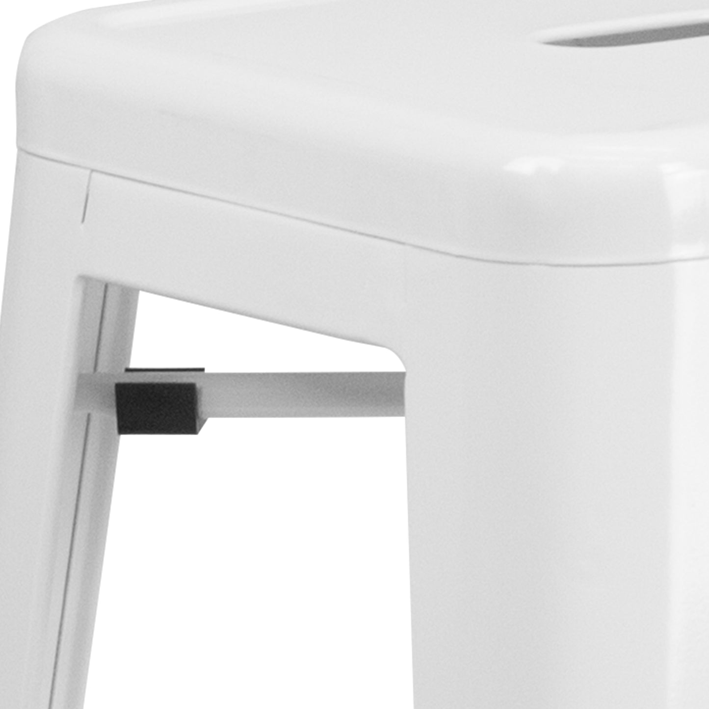 30" White No Back Metal Stool CH-31320-30-WH-GG